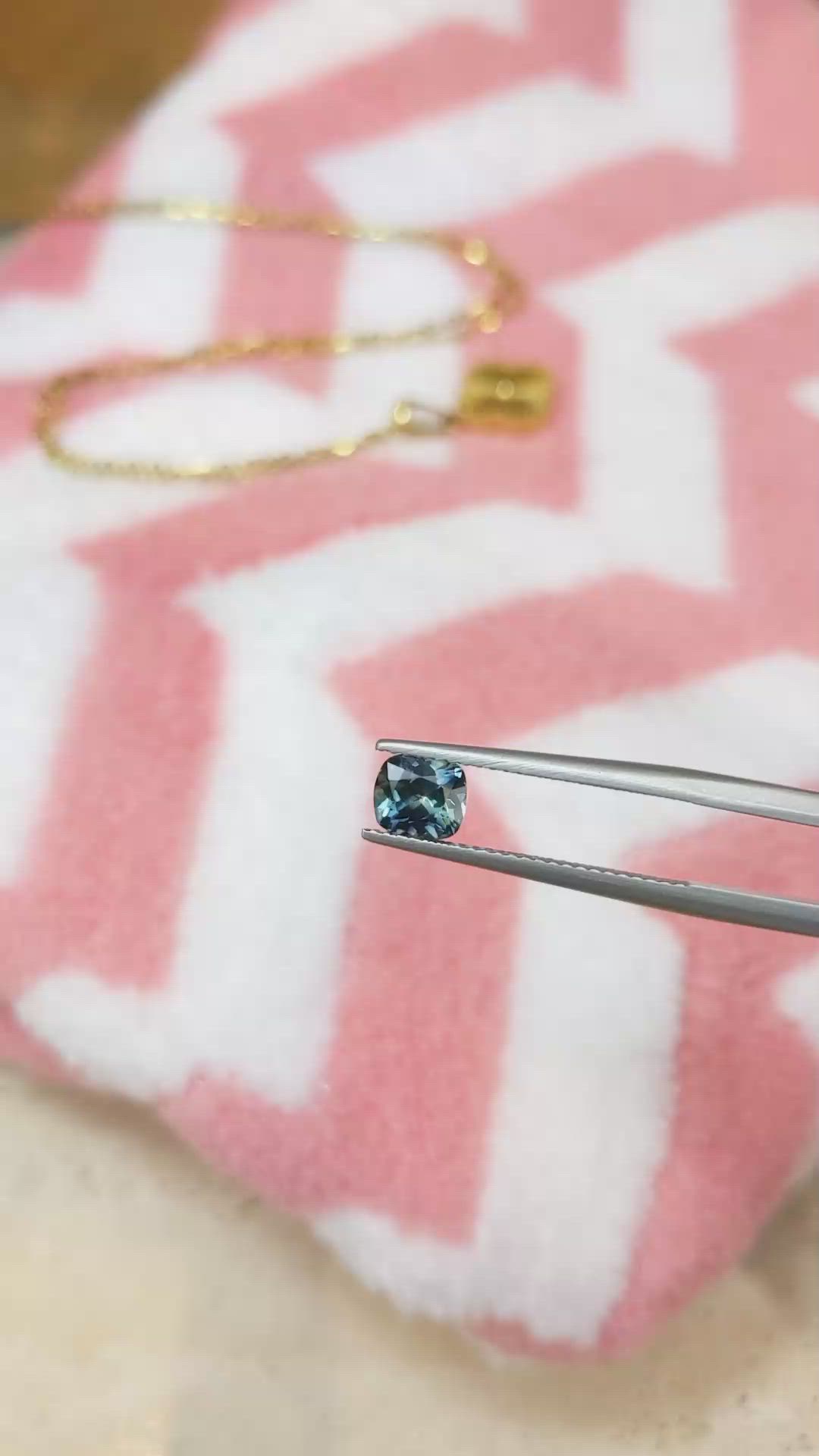 1.05 Ct. Greenish Blue Sapphire from Montana Size Video
