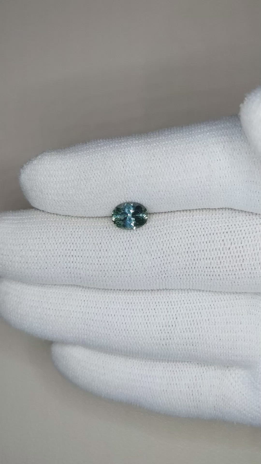 1.28 Ct. Greenish Blue Sapphire from Montana Size Video