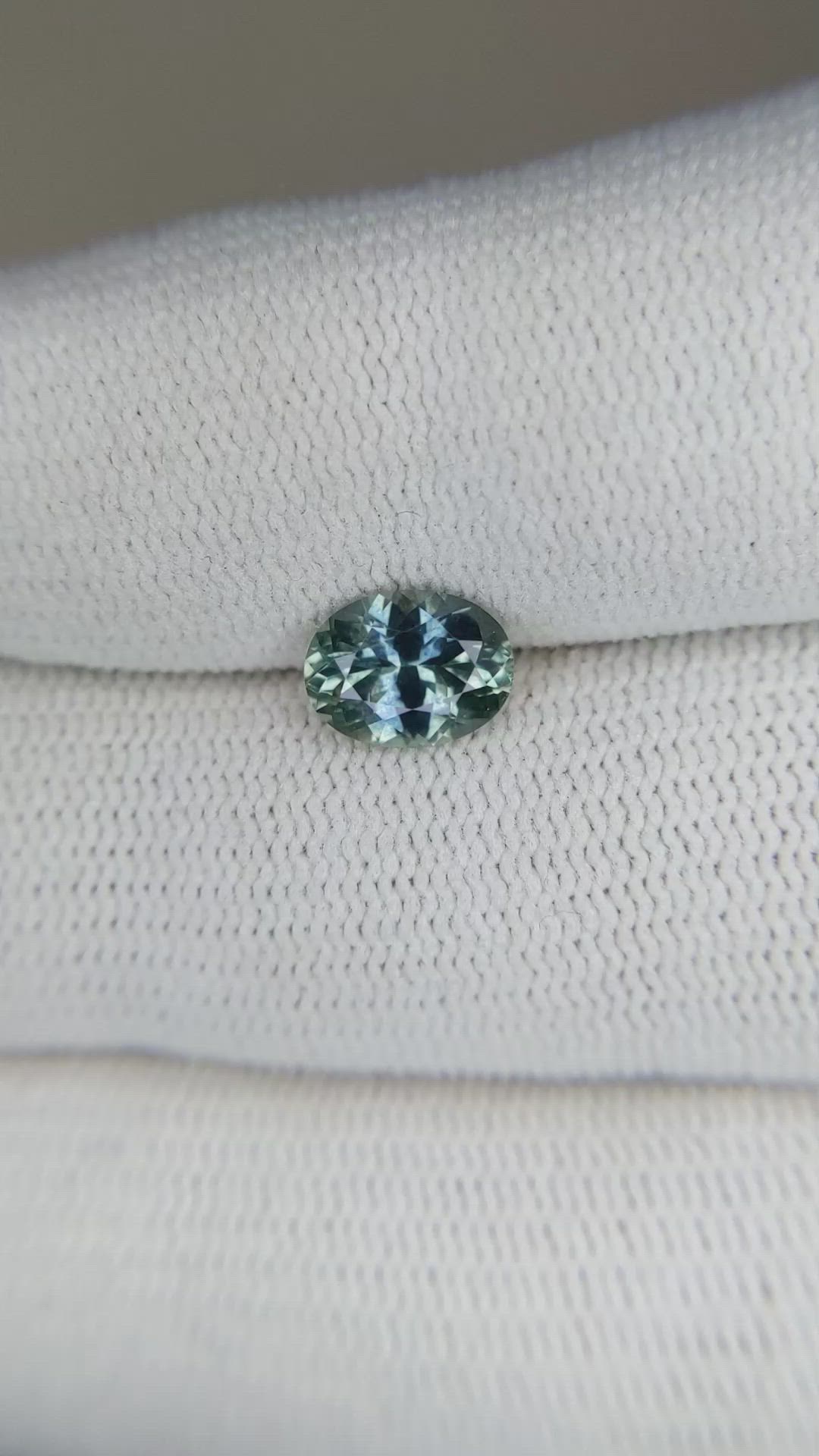 1.28 Ct. Greenish Blue Sapphire from Montana Size Video