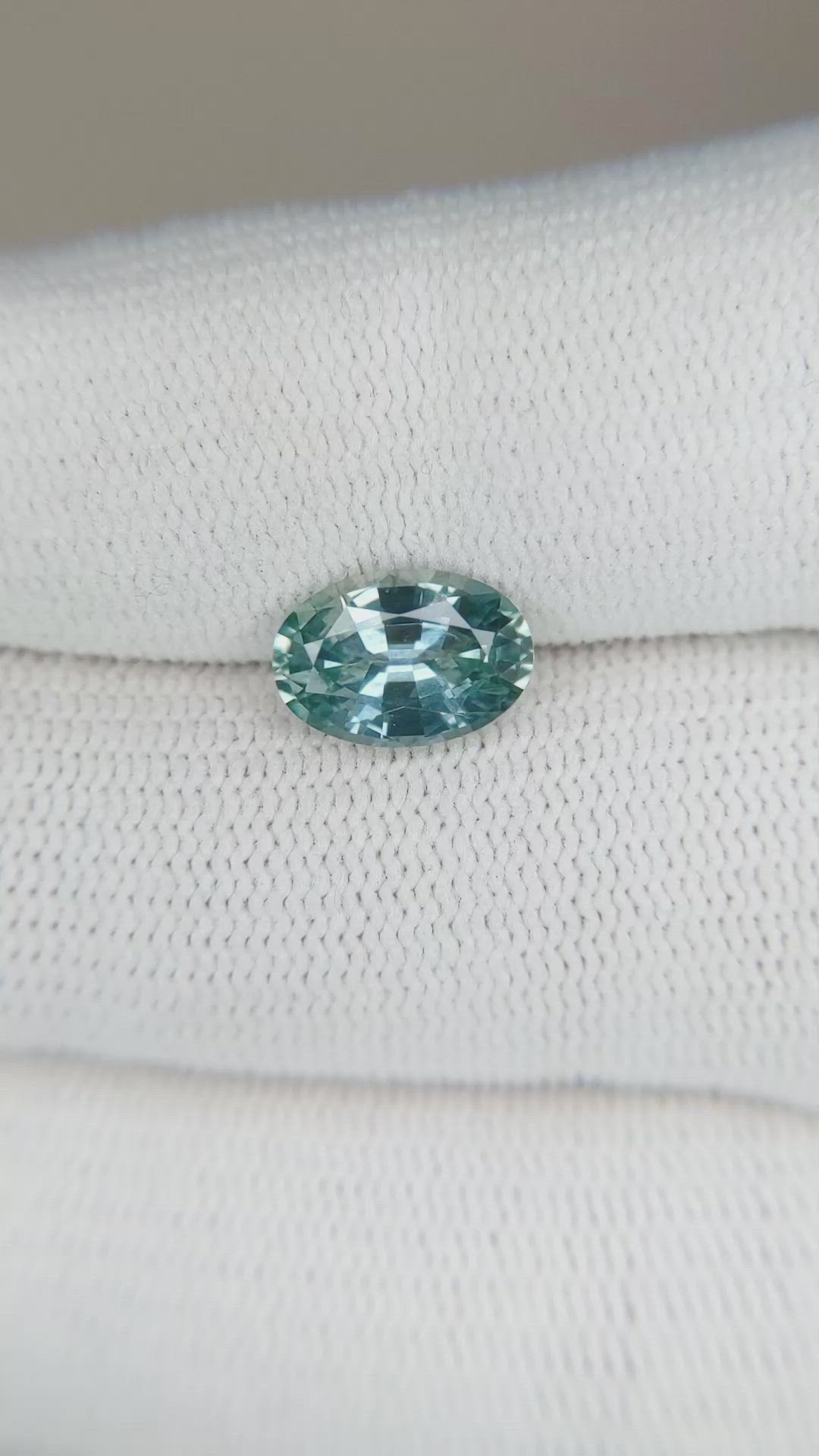 2.03 Ct. Bluish Green Sapphire from Montana Size Video