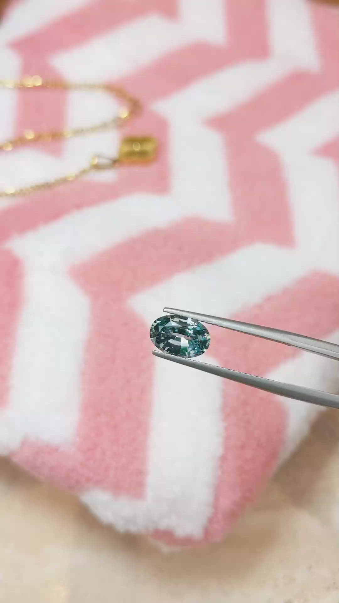 2.03 Ct. Bluish Green Sapphire from Montana Size Video