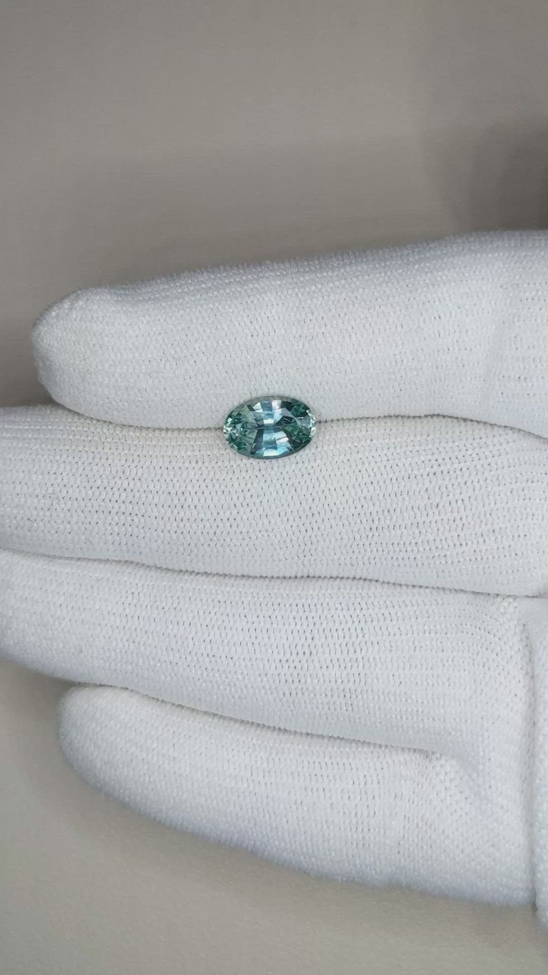 2.03 Ct. Bluish Green Sapphire from Montana Size Video