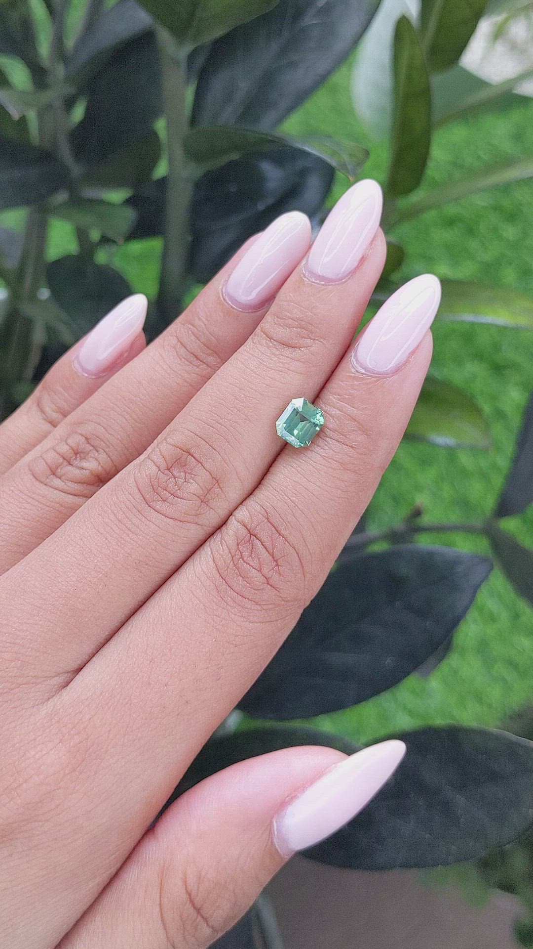 1.62 Ct. Bluish Green Sapphire from Madagascar Size Video