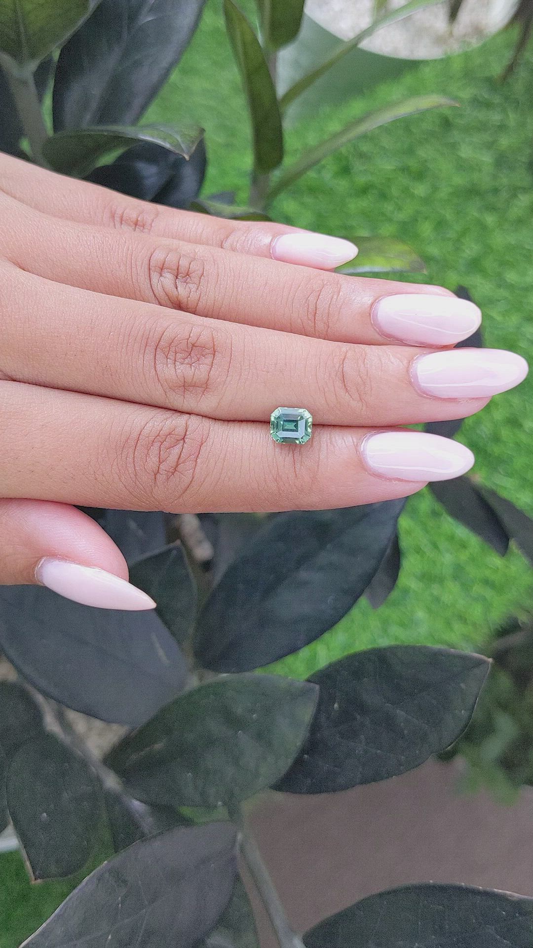 1.62 Ct. Bluish Green Sapphire from Madagascar Size Video