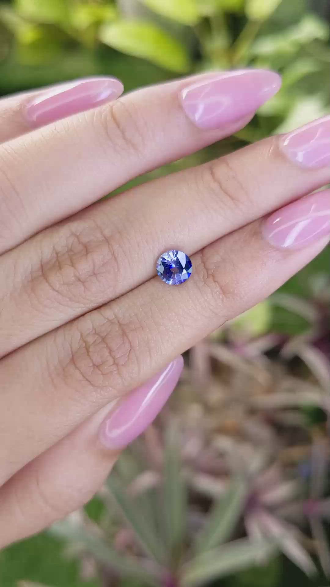 0.89 Ct. Purplish Blue Sapphire from Ceylon (Sri Lanka) Size Video