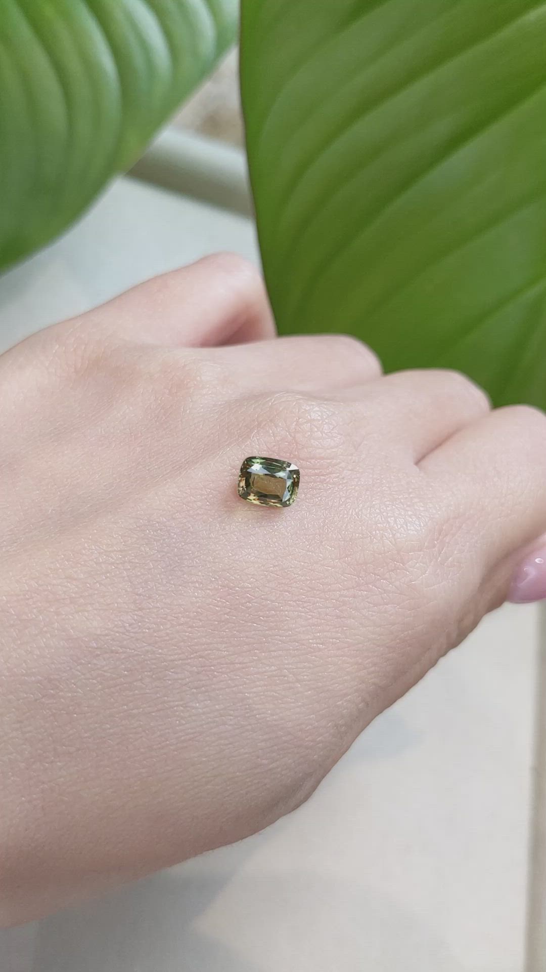 1.86 Ct. Yellowish Green Sapphire from Ceylon (Sri Lanka) Size Video