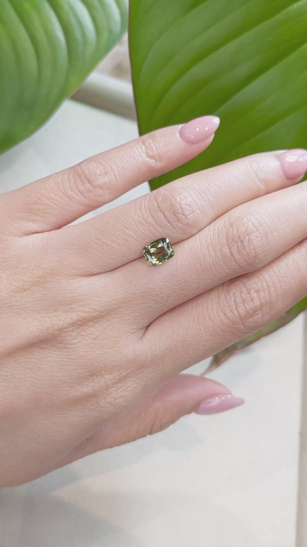 1.86 Ct. Yellowish Green Sapphire from Ceylon (Sri Lanka) Size Video