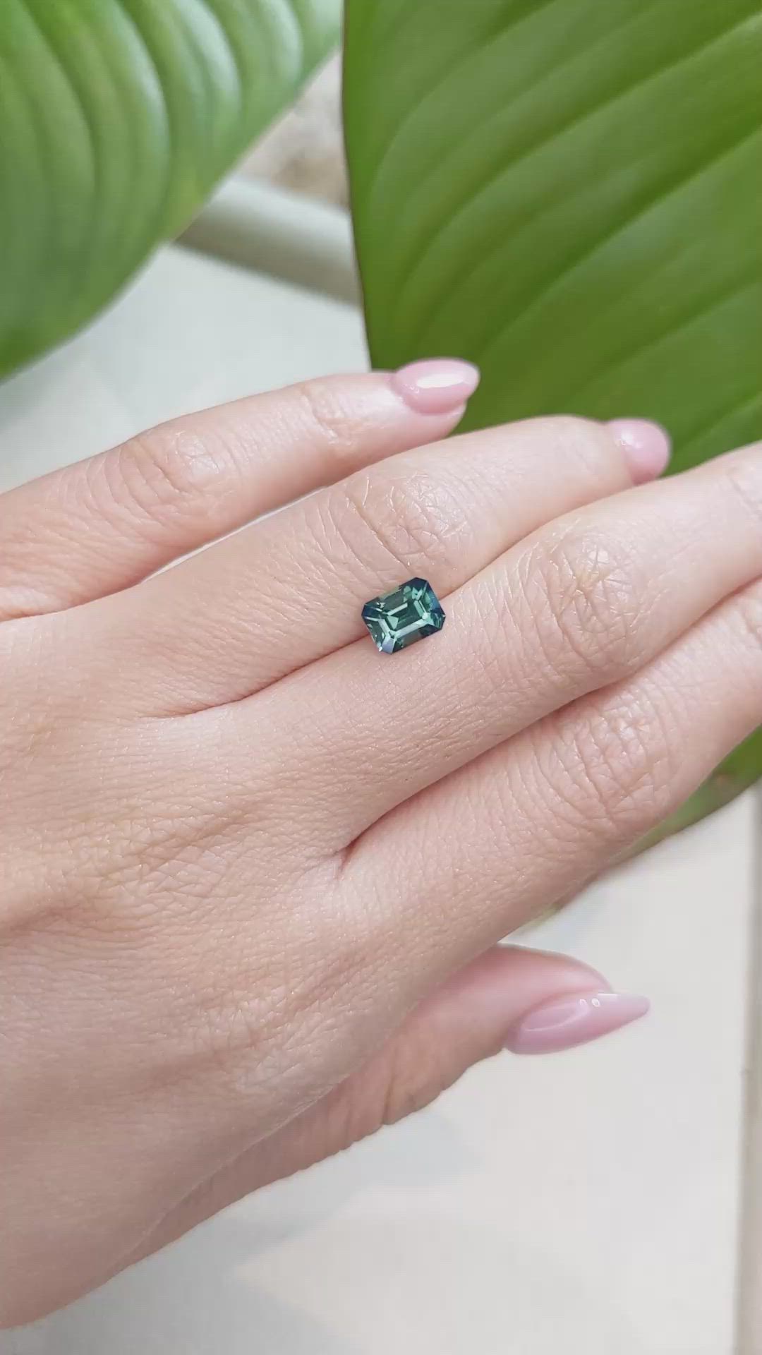 1.58 Ct. Bluish Green Sapphire from Ceylon (Sri Lanka) Size Video