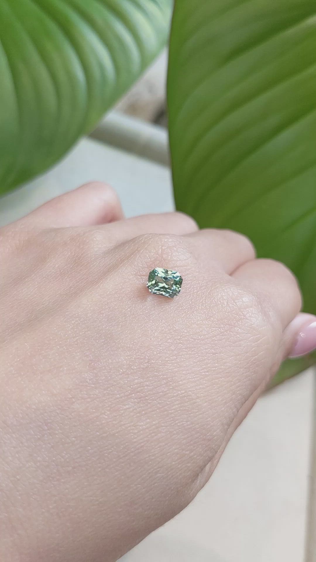 1.57 Ct. Bluish Green Sapphire from Ceylon (Sri Lanka) Size Video