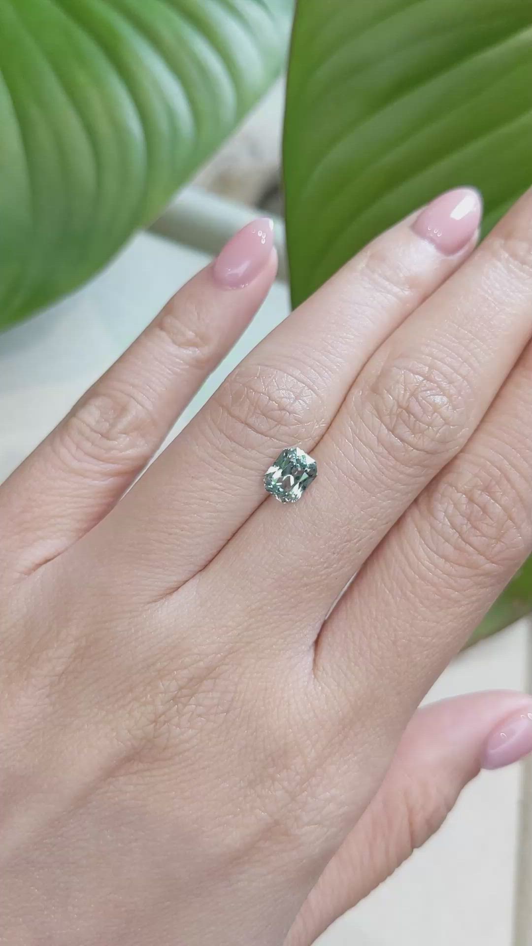 1.57 Ct. Bluish Green Sapphire from Ceylon (Sri Lanka) Size Video