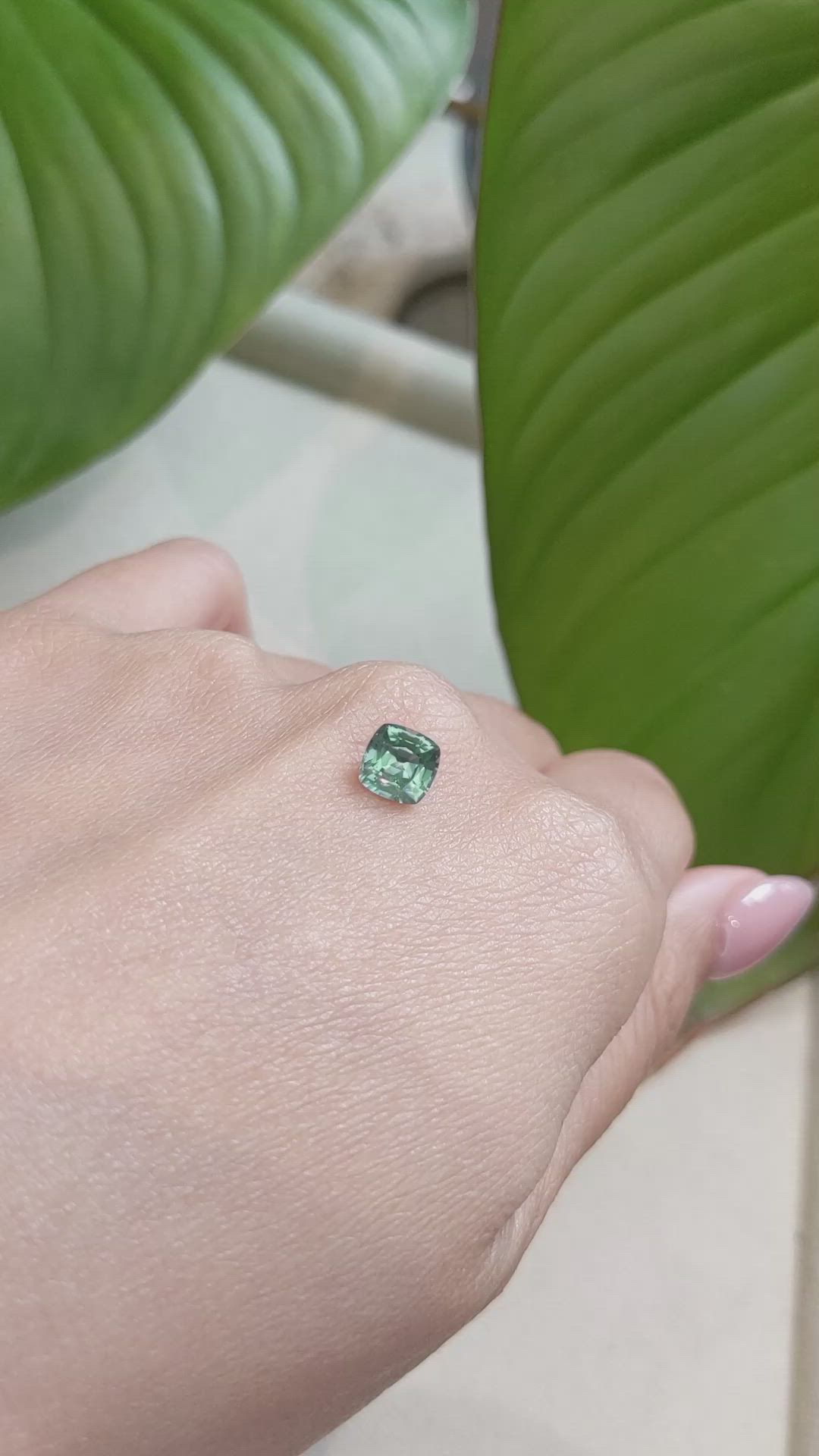 1.57 Ct. Greenish Blue Sapphire from Ceylon (Sri Lanka) Size Video