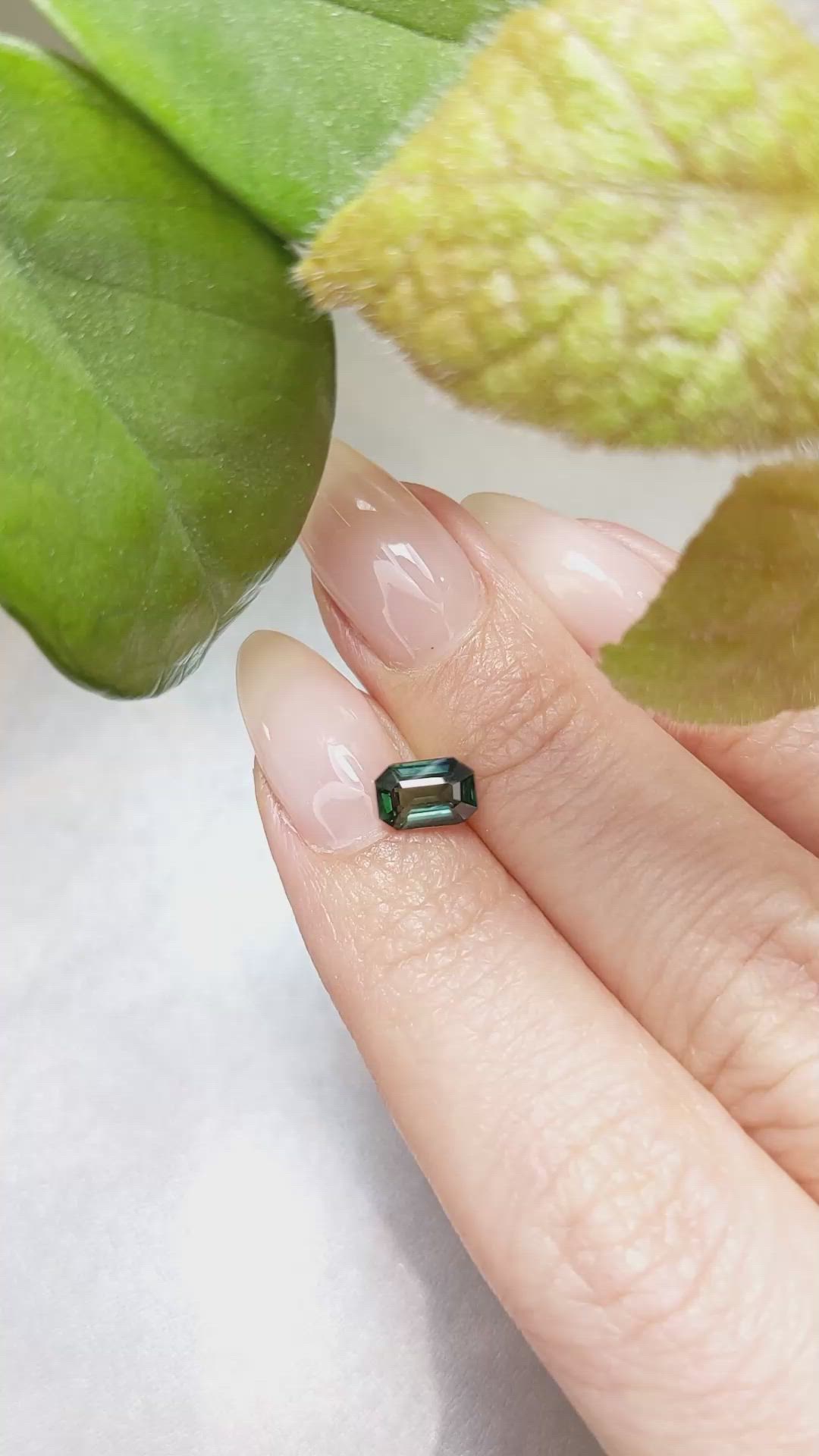 1.03 Ct. Bluish Green Sapphire from Ceylon (Sri Lanka) Size Video