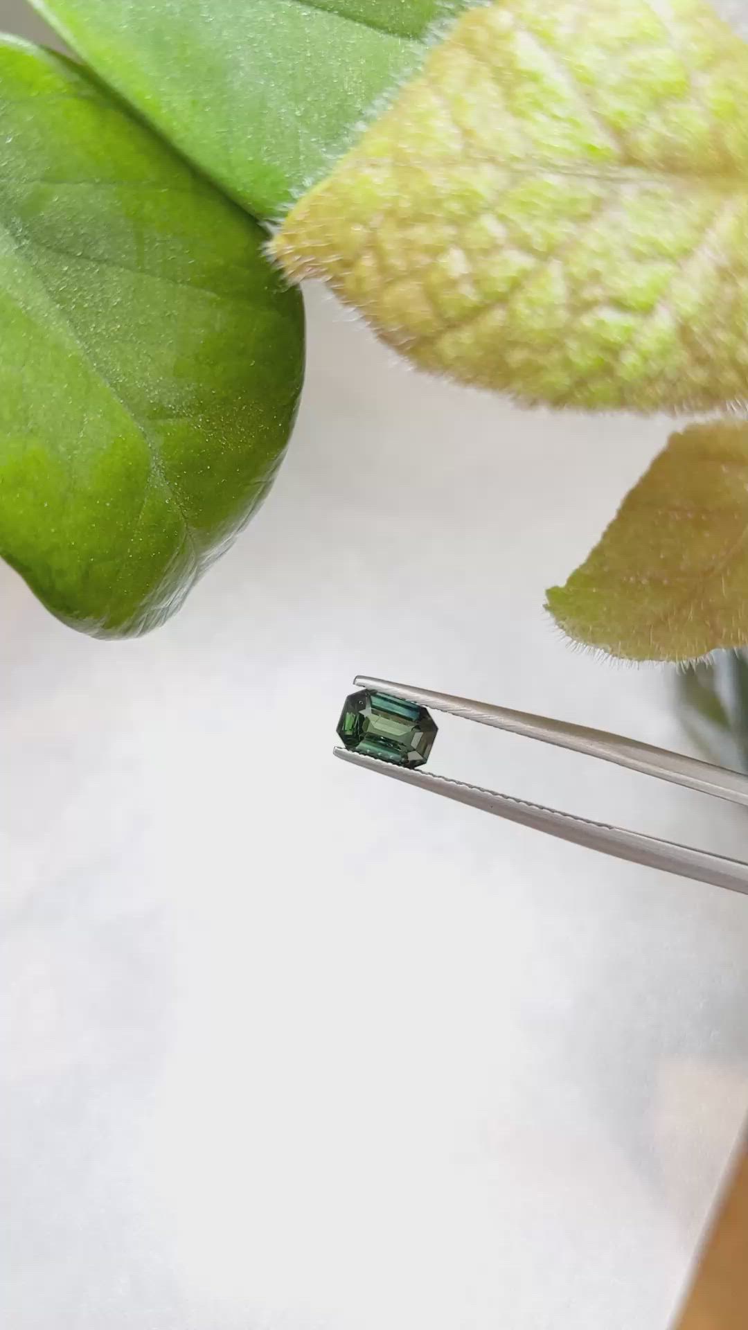 1.03 Ct. Bluish Green Sapphire from Ceylon (Sri Lanka) Size Video
