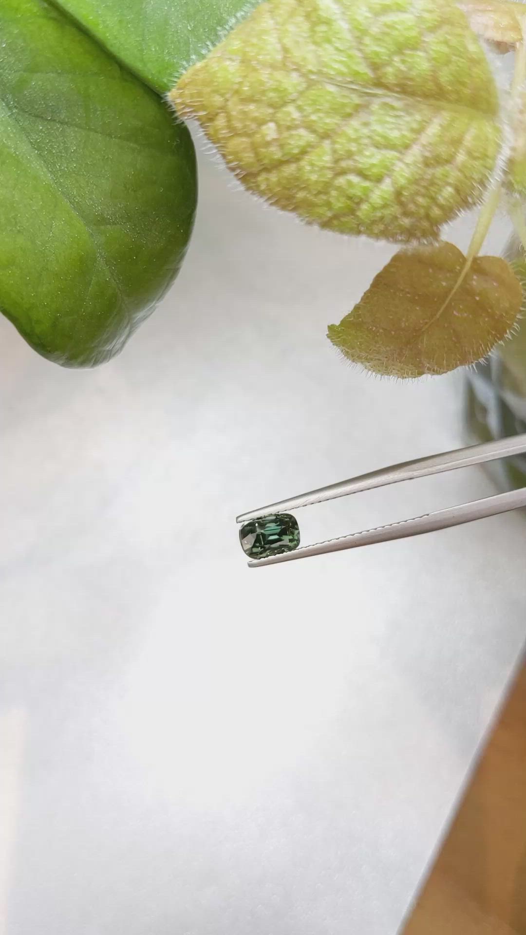 1.07 Ct. Bluish Green Sapphire from Ceylon (Sri Lanka) Size Video