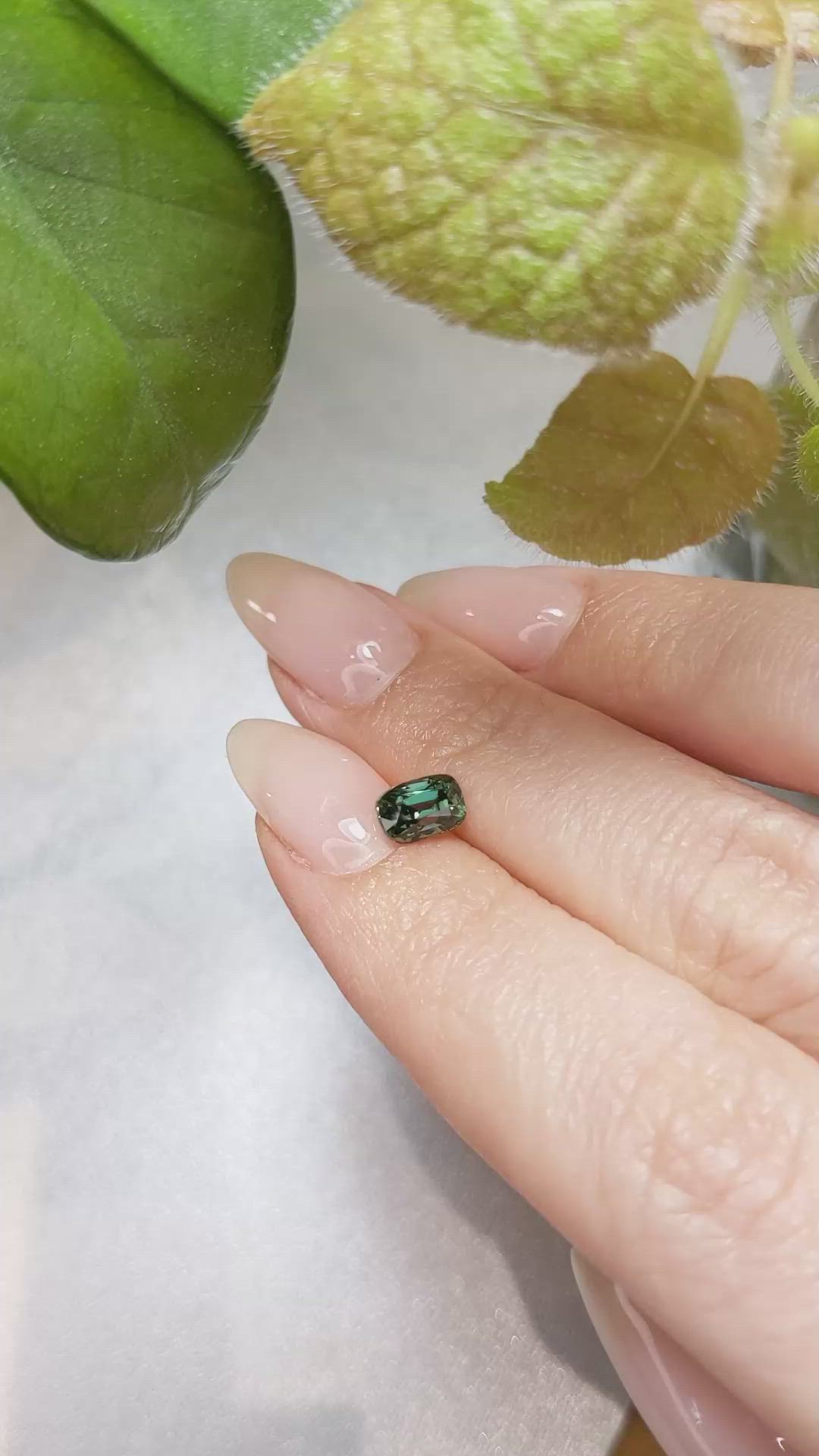 1.07 Ct. Bluish Green Sapphire from Ceylon (Sri Lanka) Size Video