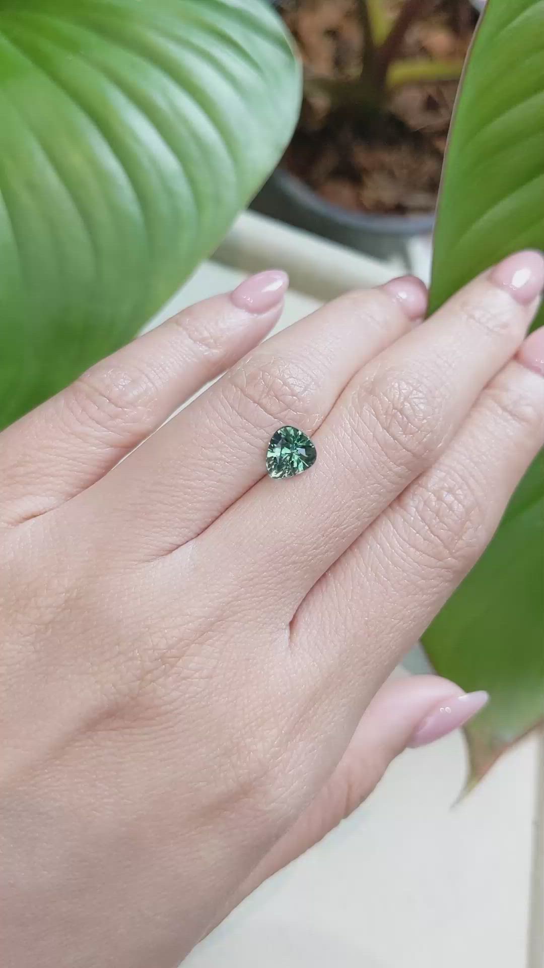 1.70 Ct. Bluish Green Sapphire from Ceylon (Sri Lanka) Size Video