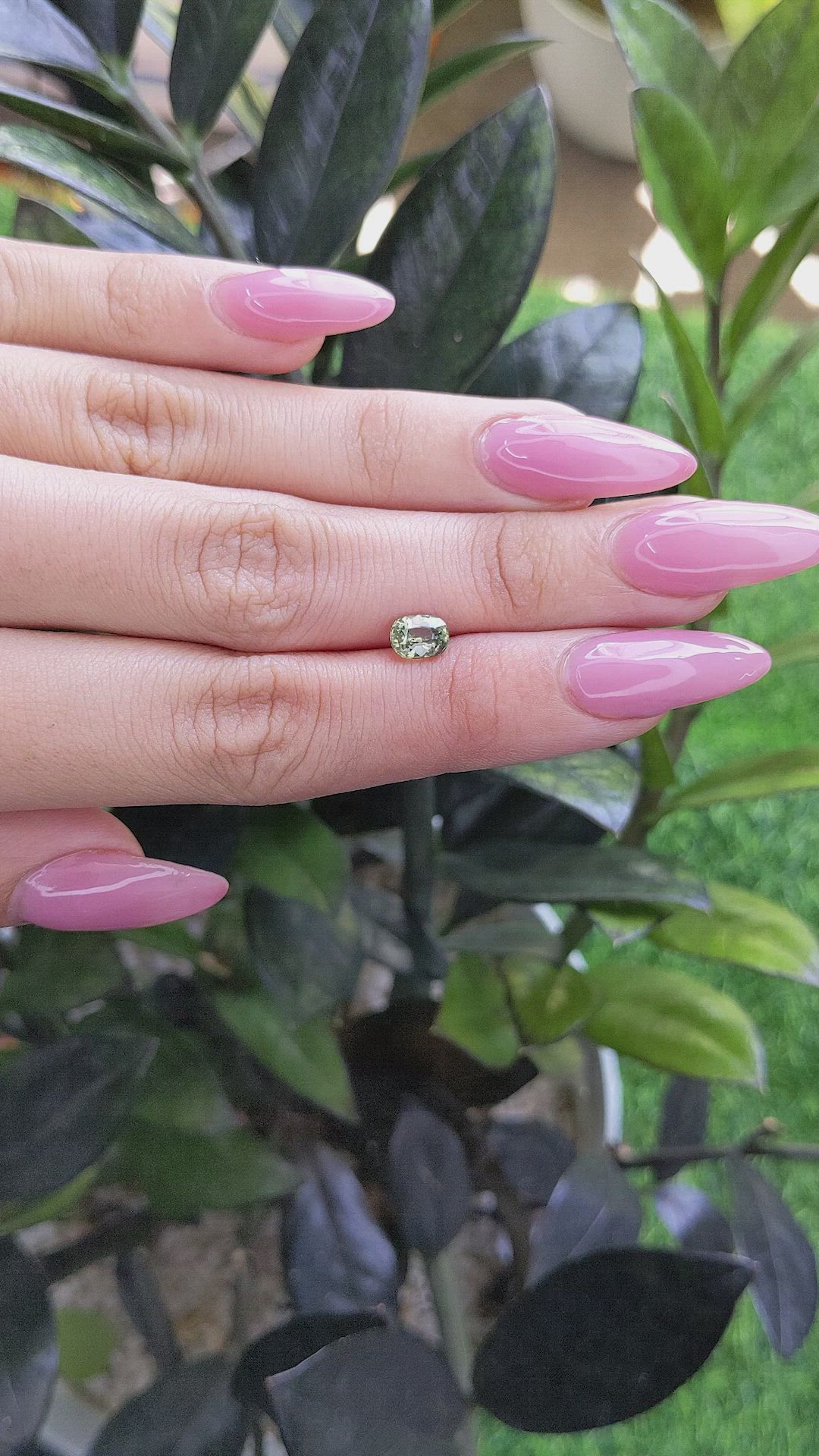 1.08 Ct. Yellowish Green Sapphire from Madagascar Size Video