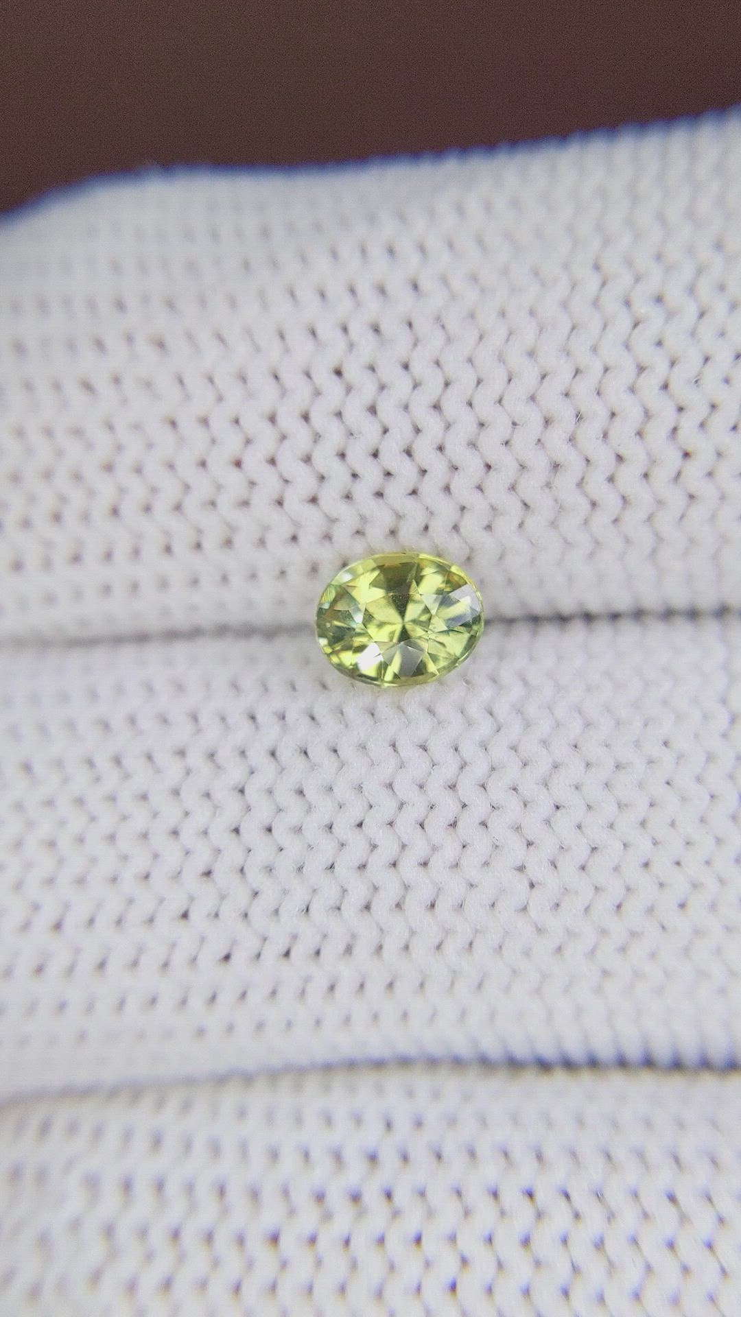 0.80 Ct. Yellowish Green Sapphire from Madagascar Size Video