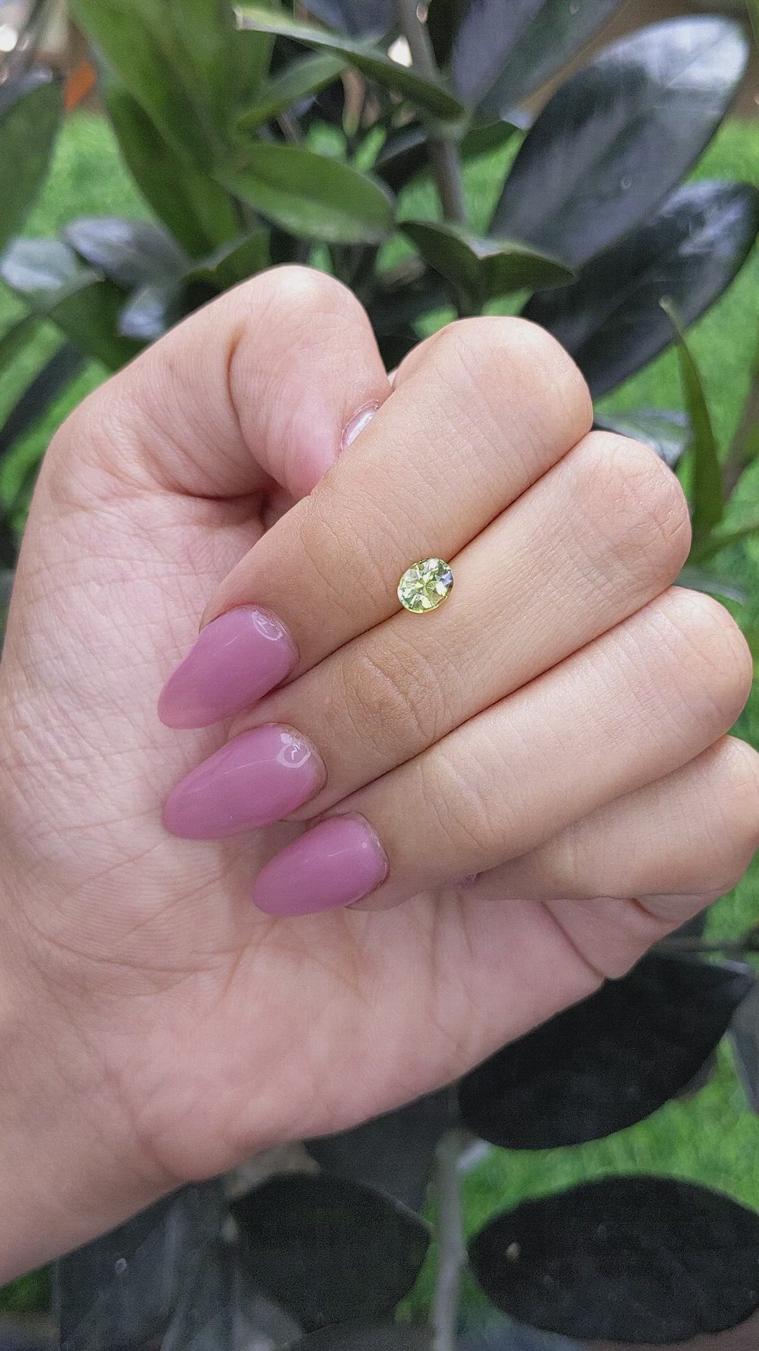 0.80 Ct. Yellowish Green Sapphire from Madagascar Size Video