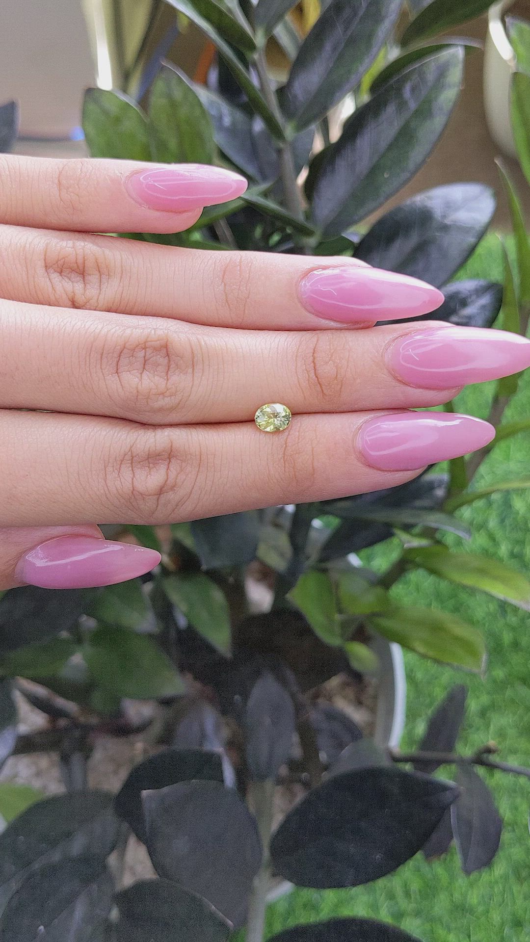 0.80 Ct. Yellowish Green Sapphire from Madagascar Size Video