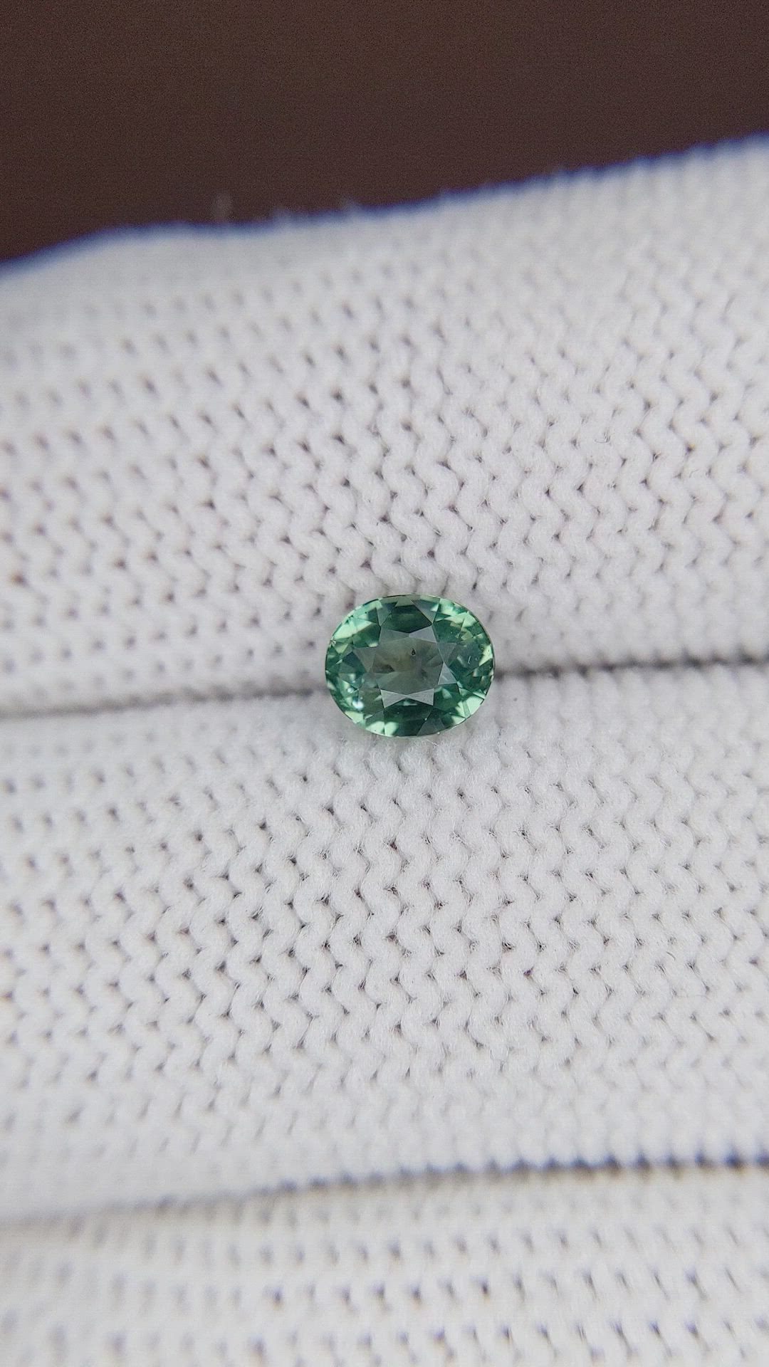 0.92 Ct. Bluish Green Sapphire from Madagascar Size Video