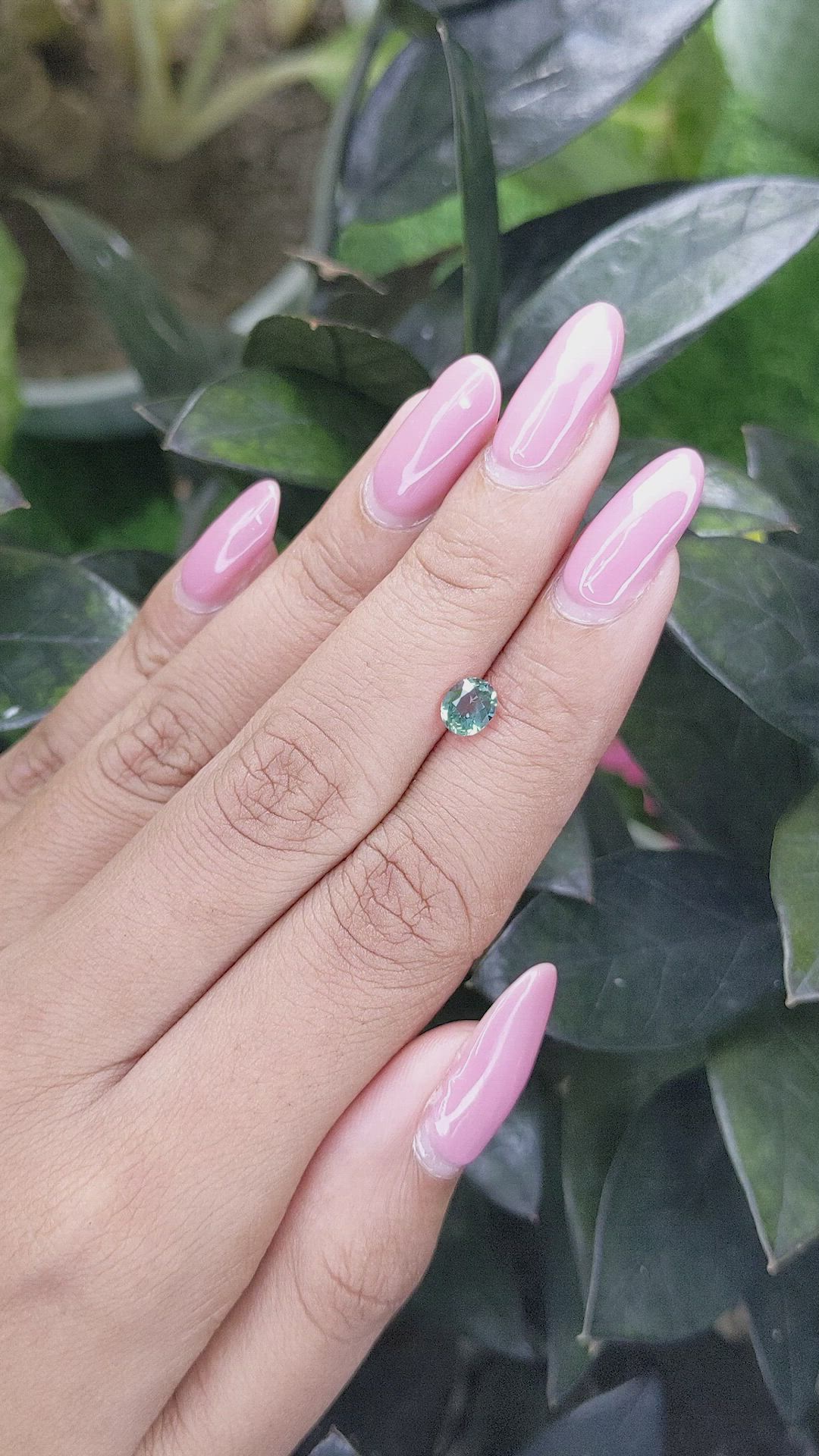 0.92 Ct. Bluish Green Sapphire from Madagascar Size Video