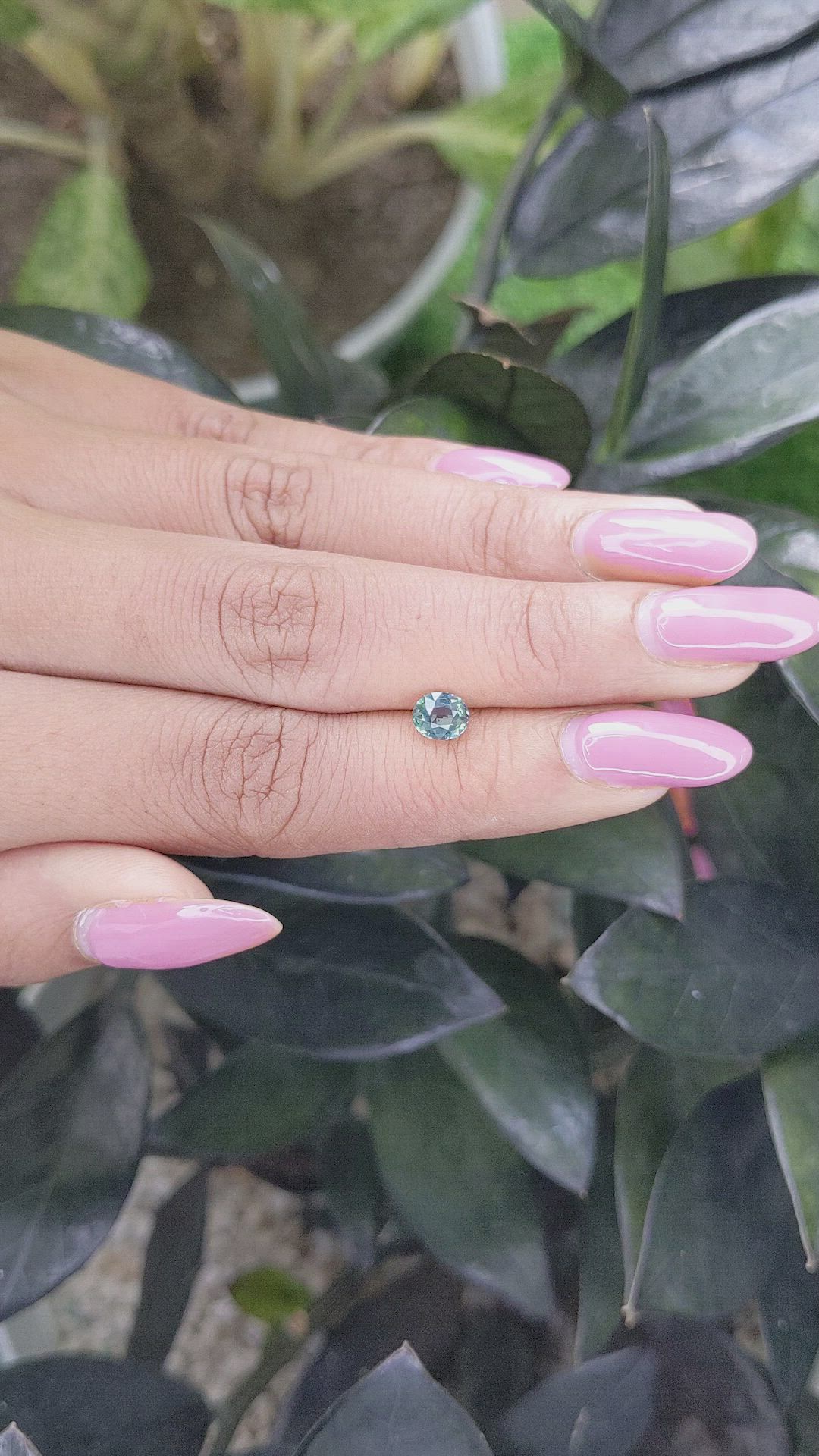 0.92 Ct. Bluish Green Sapphire from Madagascar Size Video