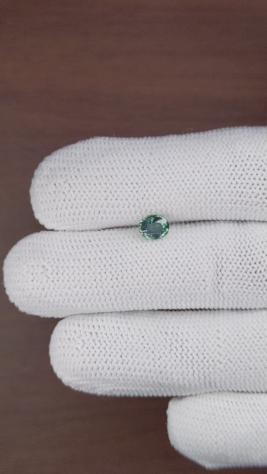 1.00 Ct. Bluish Green Sapphire from Madagascar Size Video