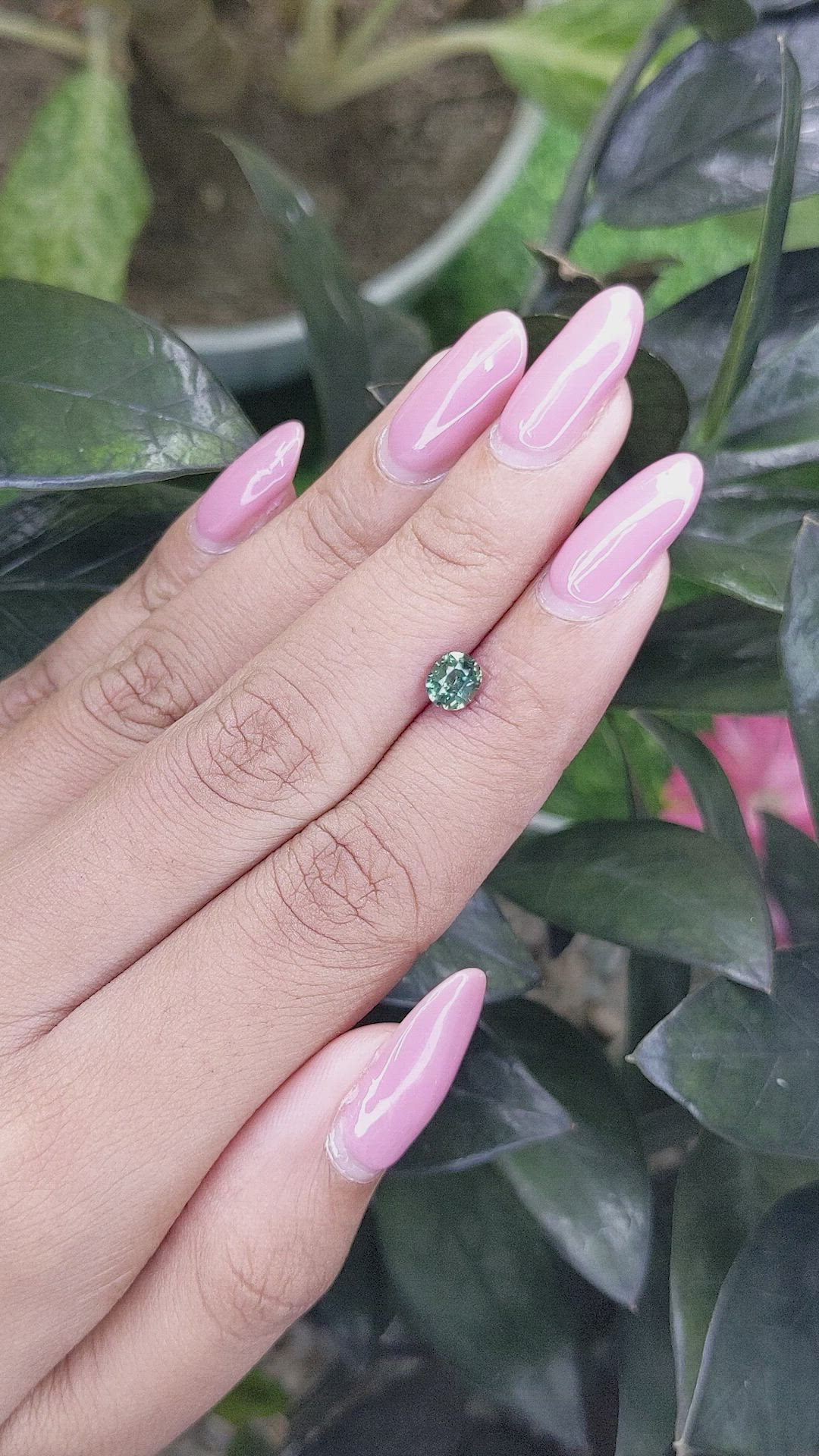 0.85 Ct. Bluish Green Sapphire from Madagascar Size Video