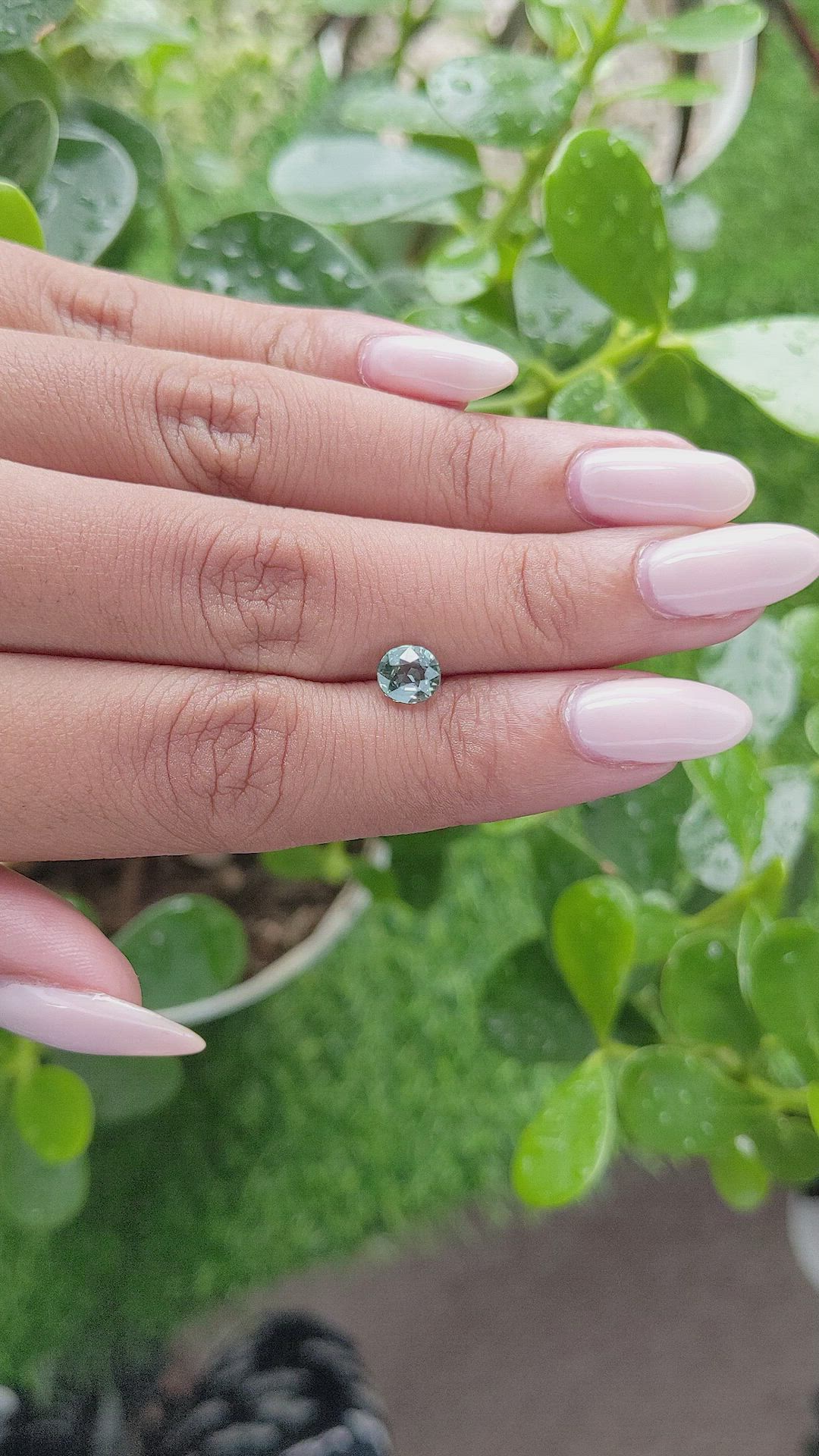 1.03 Ct. Bluish Green Sapphire from Madagascar Size Video