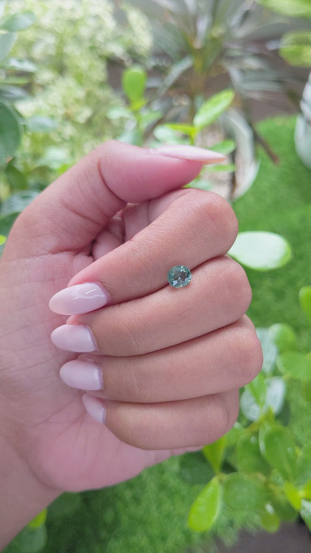 1.03 Ct. Bluish Green Sapphire from Madagascar Size Video