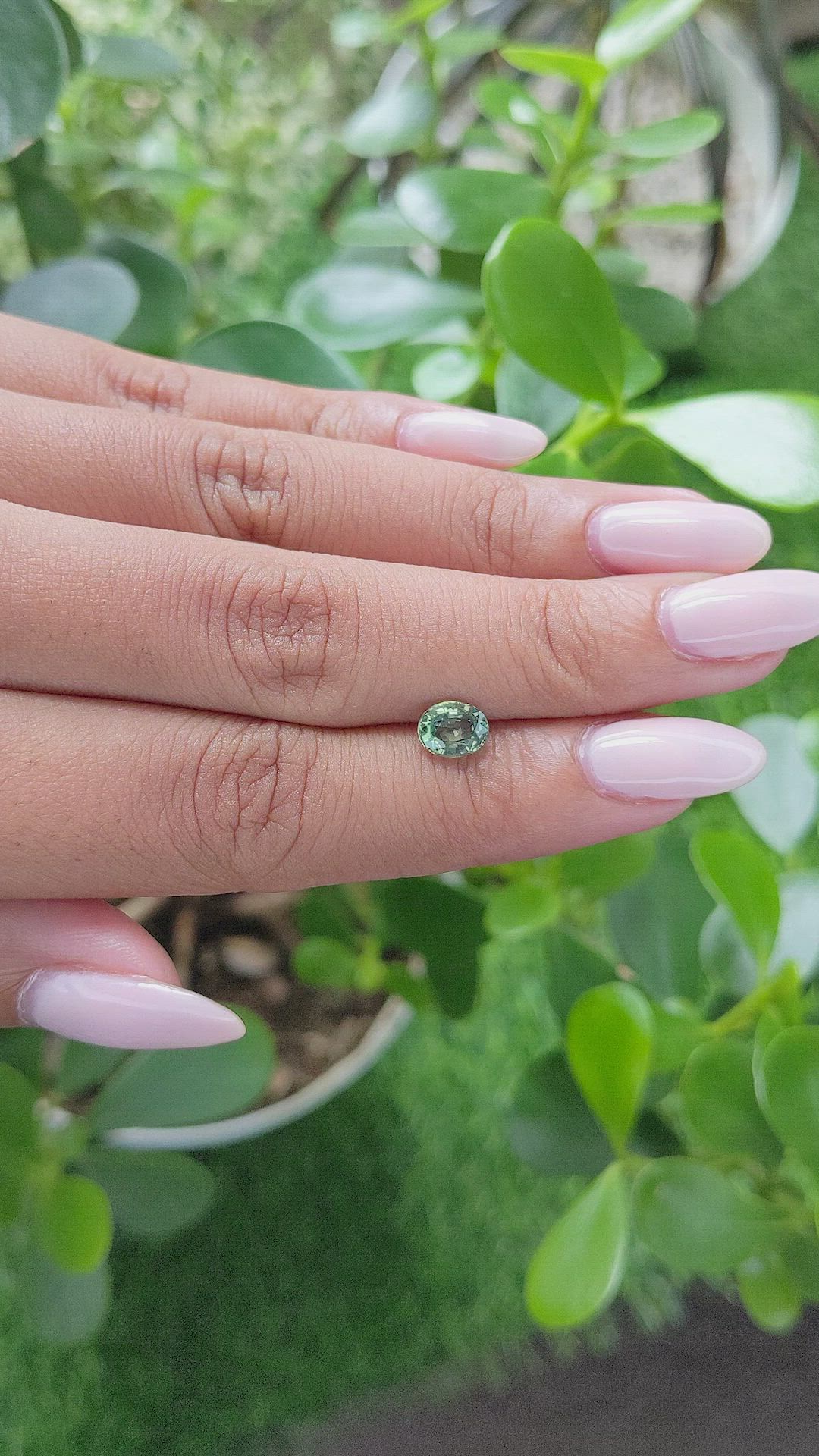 1.03 Ct. Bluish Green Sapphire from Madagascar Size Video