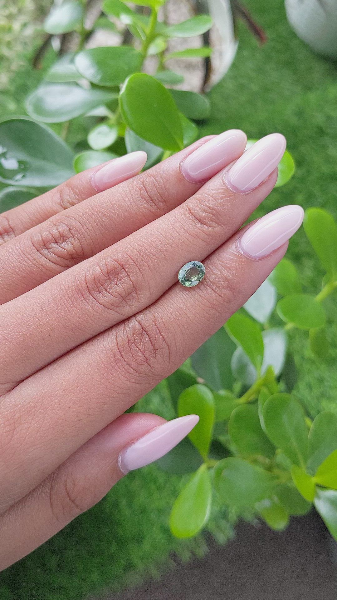 1.03 Ct. Bluish Green Sapphire from Madagascar Size Video