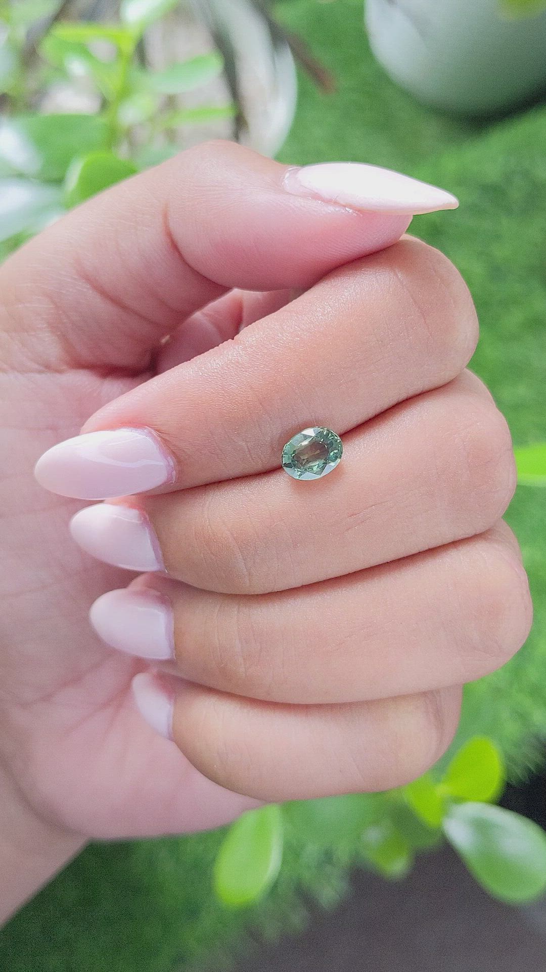 1.03 Ct. Bluish Green Sapphire from Madagascar Size Video