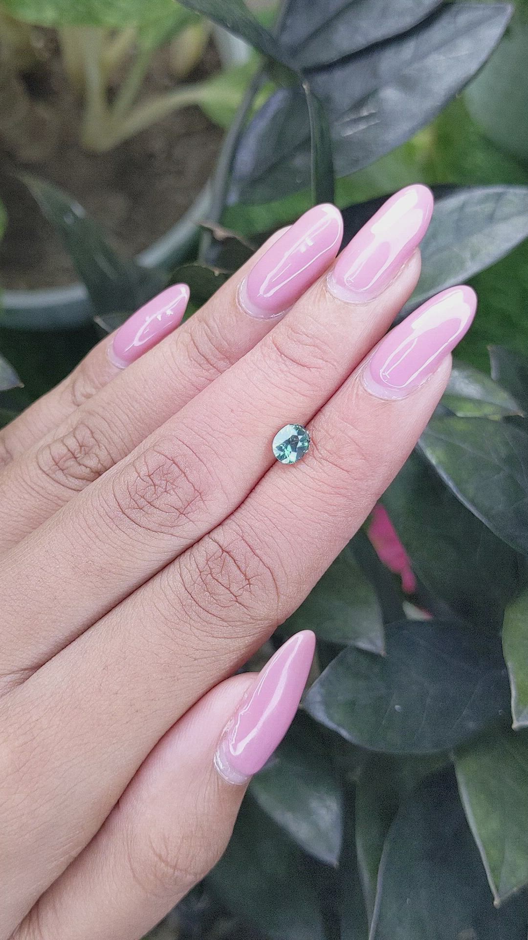0.83 Ct. Bluish Green Sapphire from Madagascar Size Video