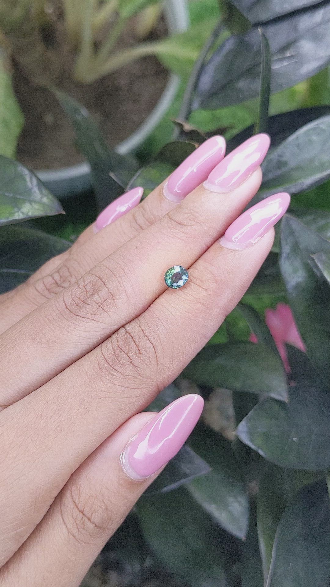 1.02 Ct. Bluish Green Sapphire from Madagascar Size Video