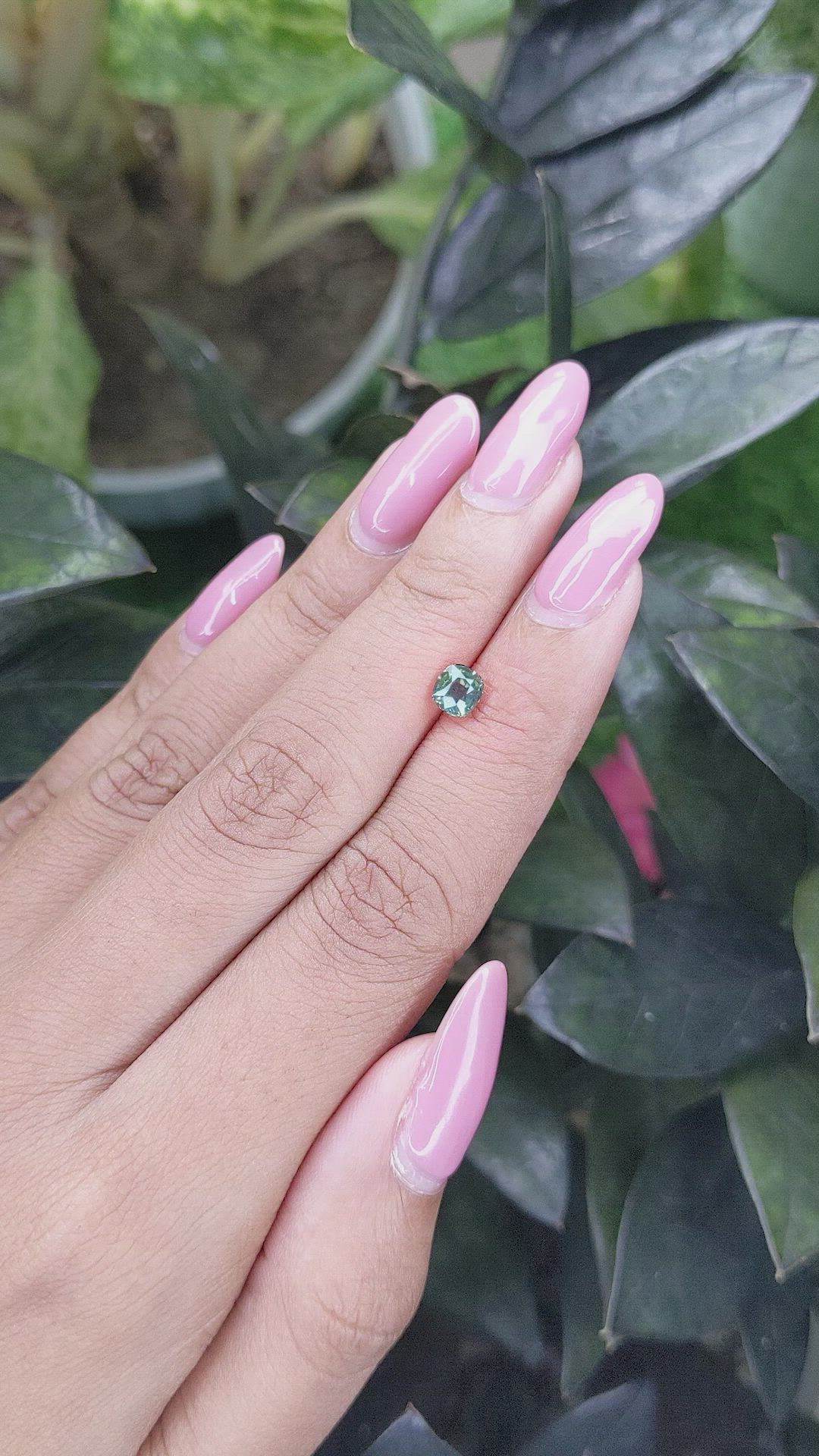 0.79 Ct. Bluish Green Sapphire from Madagascar Size Video