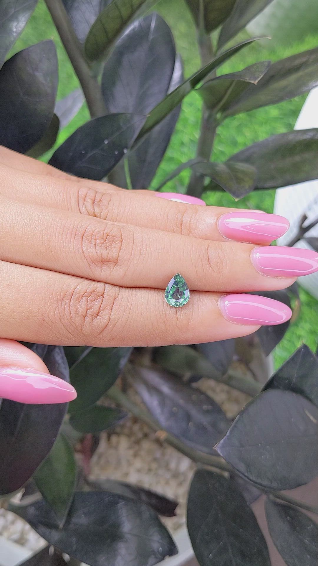 1.43 Ct. Bluish Green Sapphire from Madagascar Size Video