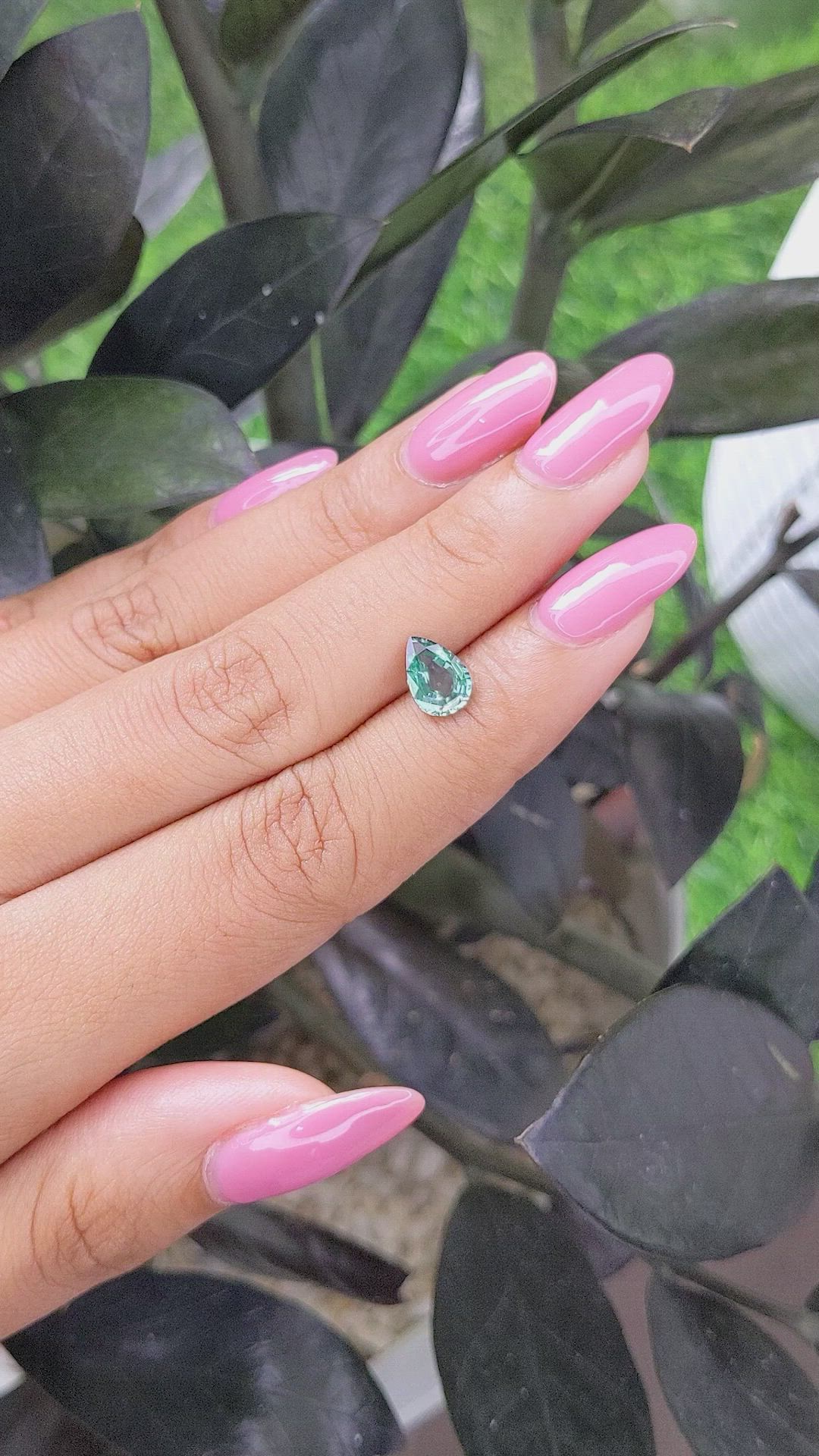 1.43 Ct. Bluish Green Sapphire from Madagascar Size Video
