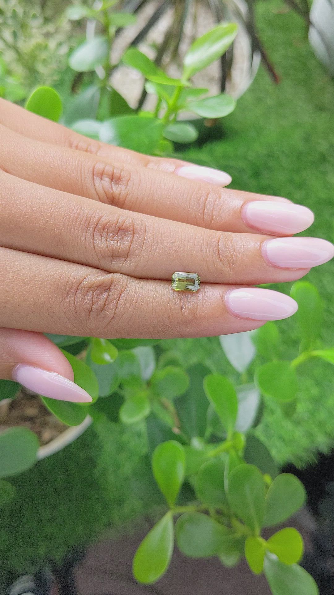 1.06 Ct. Yellowish Green Sapphire from Madagascar Size Video