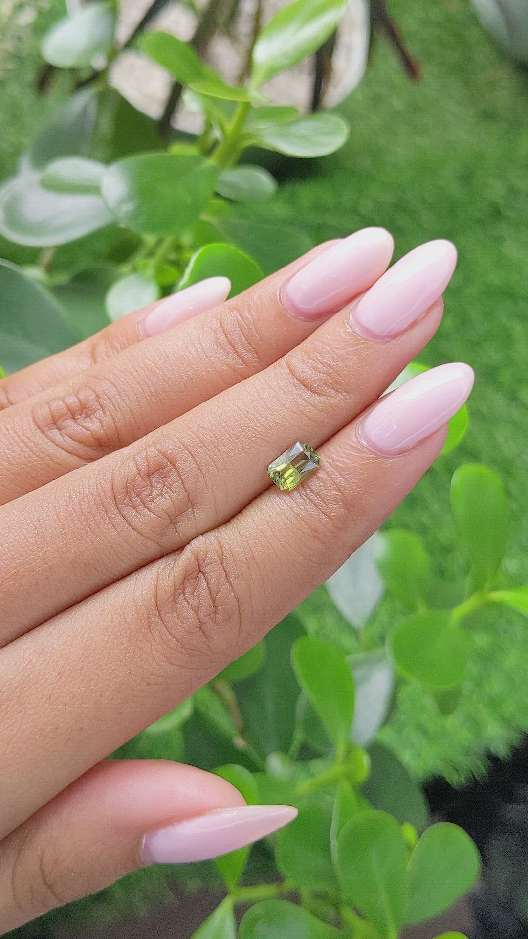 1.06 Ct. Yellowish Green Sapphire from Madagascar Size Video