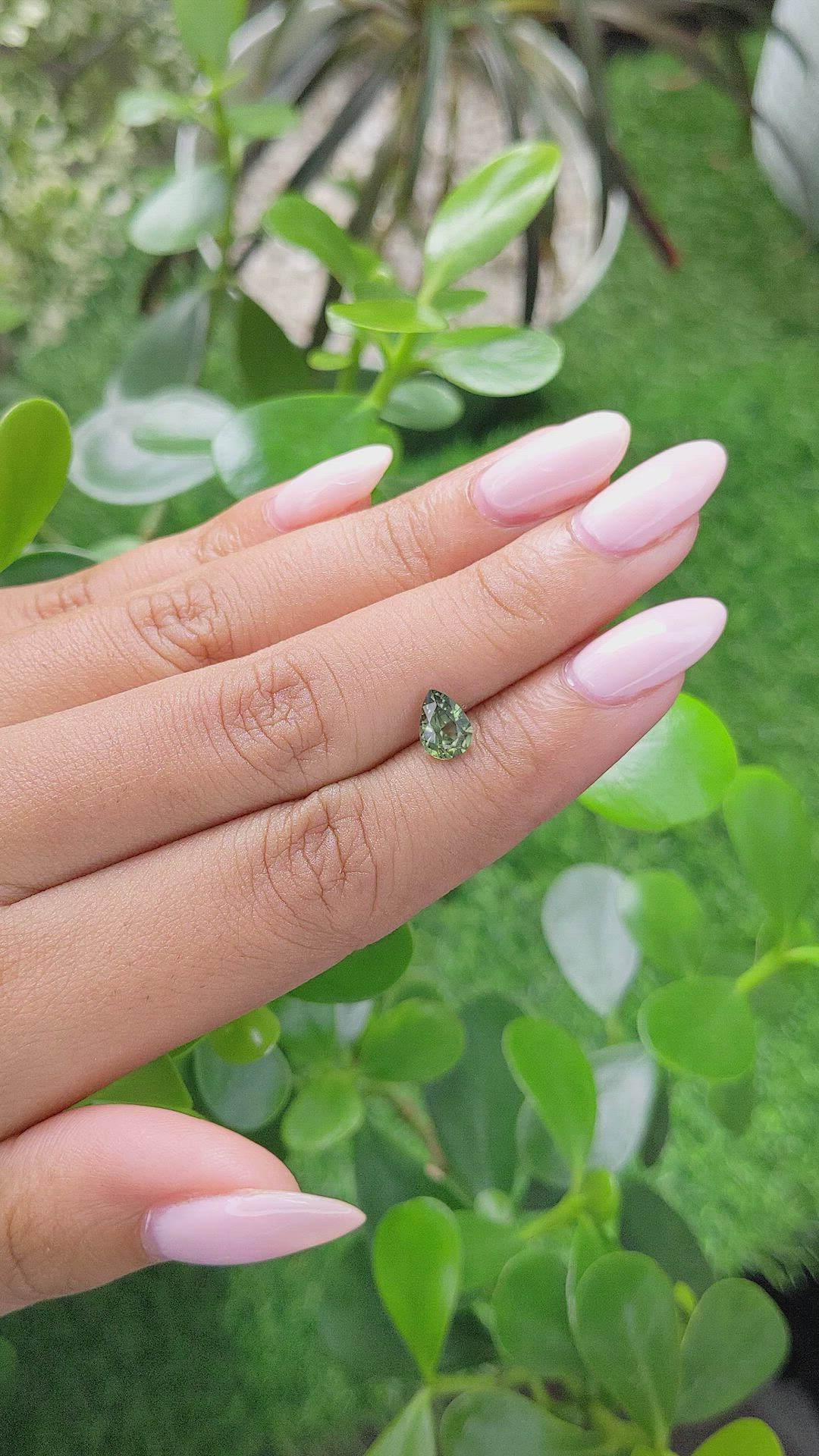 1.03 Ct. Green Sapphire from Madagascar Size Video