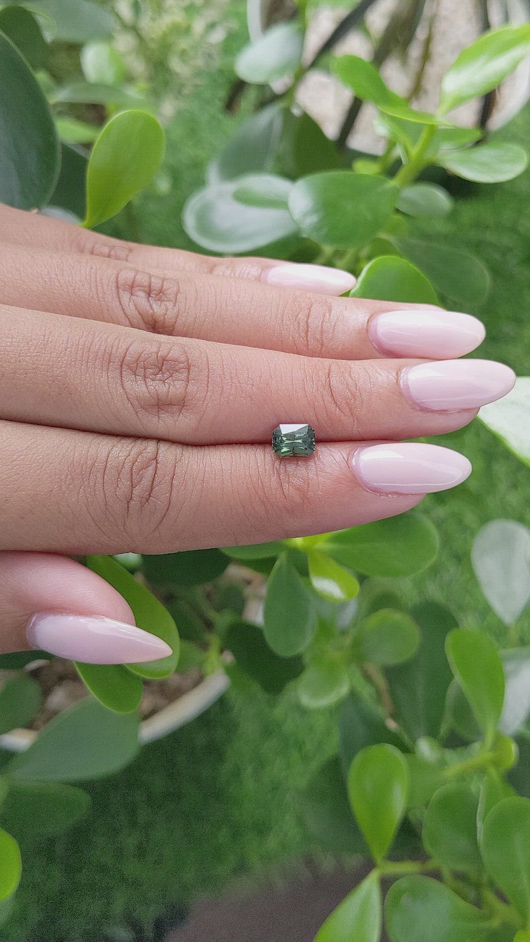 1.19 Ct. Bluish Green Sapphire from Madagascar Size Video