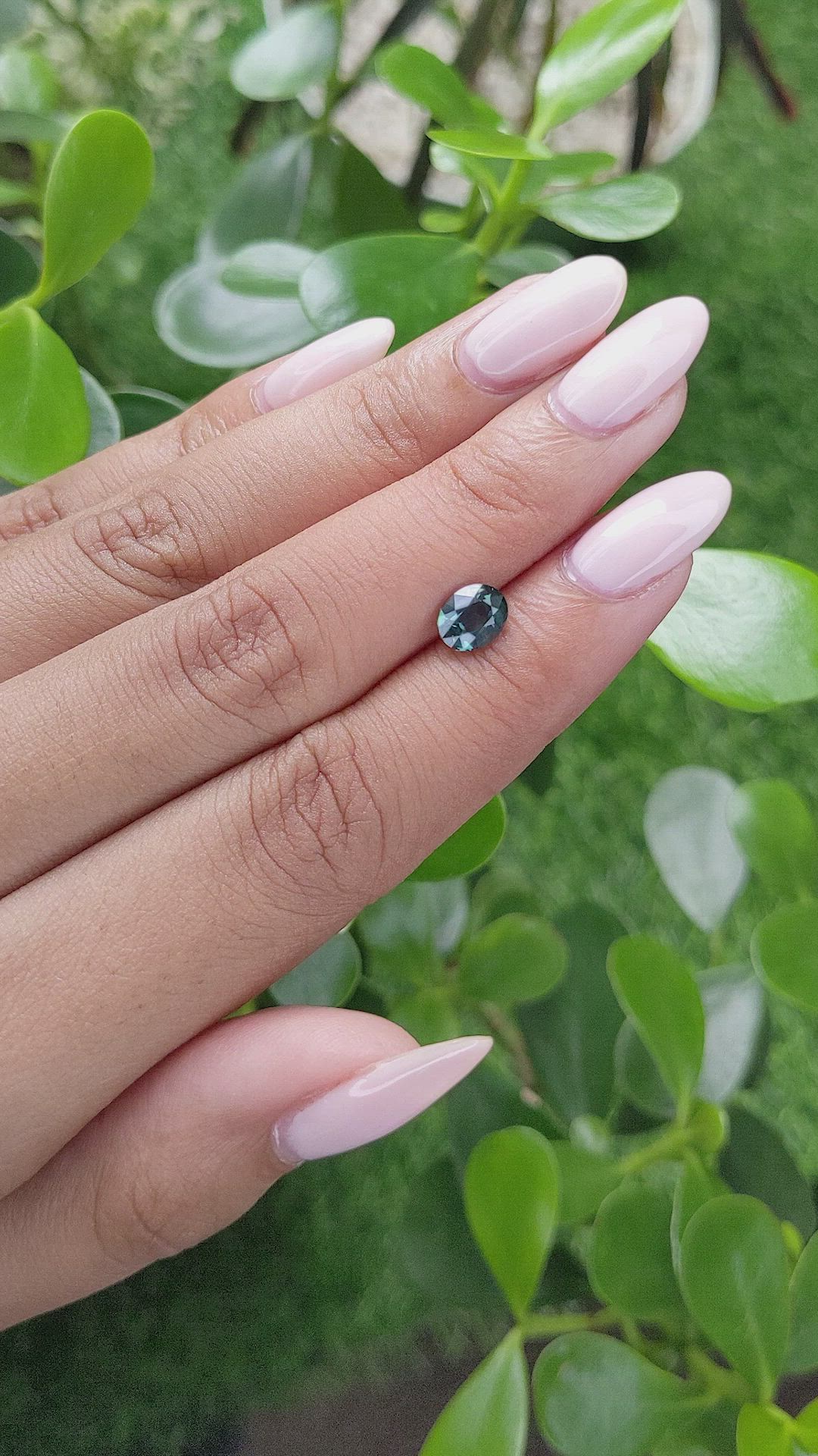 1.18 Ct. Bluish Green Sapphire from Madagascar Size Video