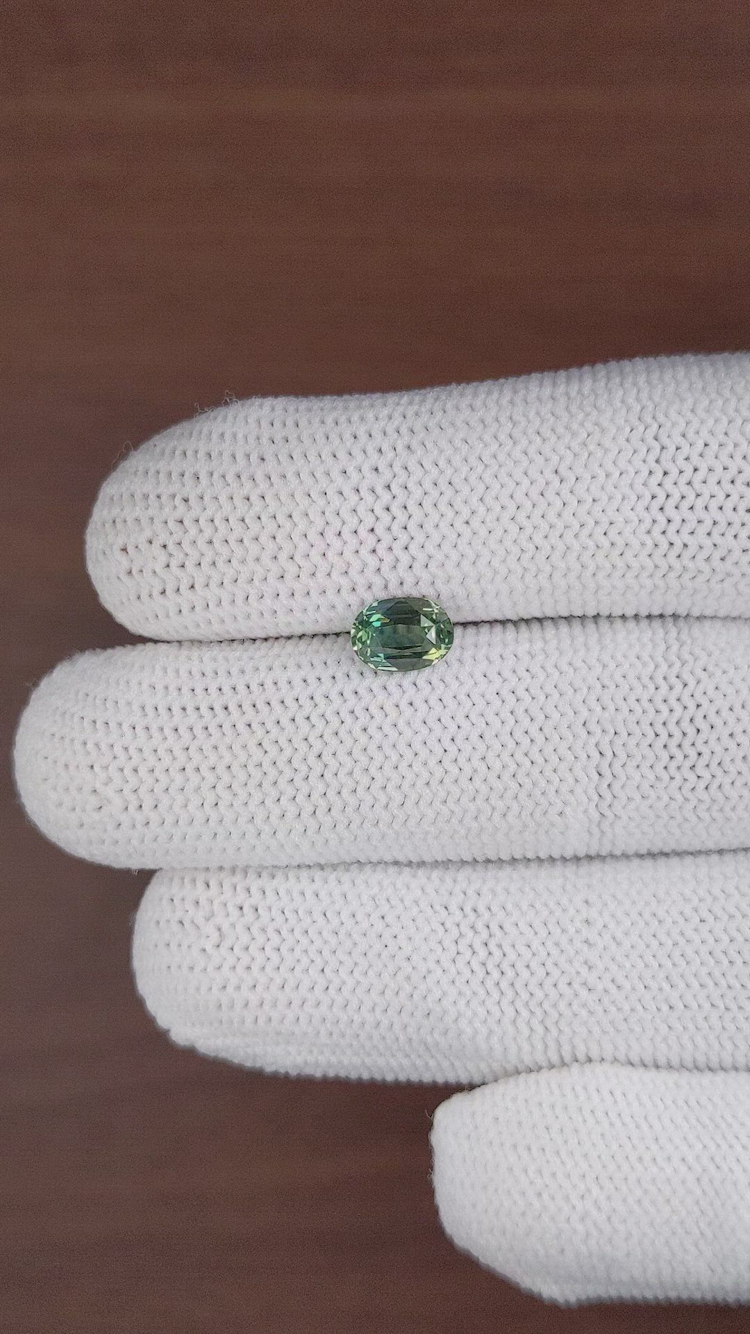 1.37 Ct. Bluish Green Sapphire from Madagascar Size Video