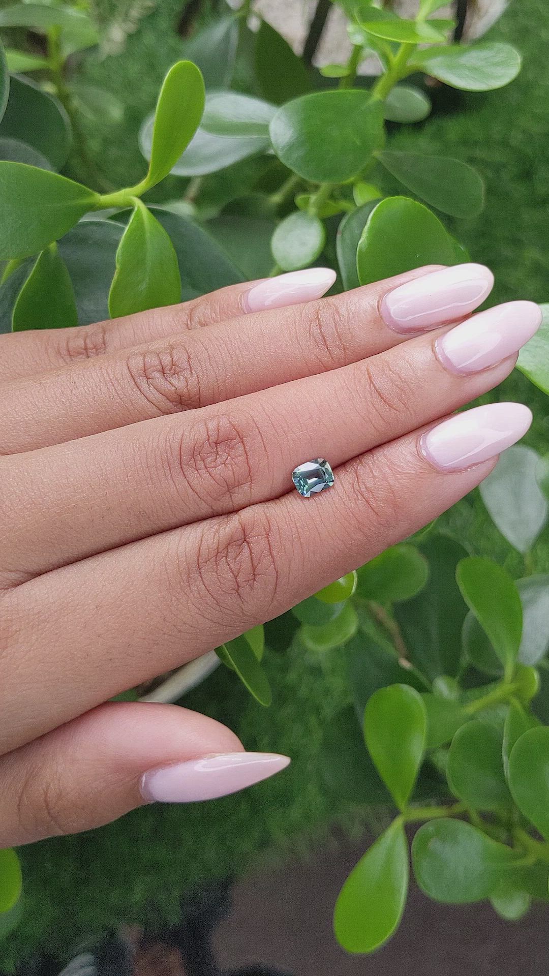 0.76 Ct. Bluish Green Sapphire from Madagascar Size Video