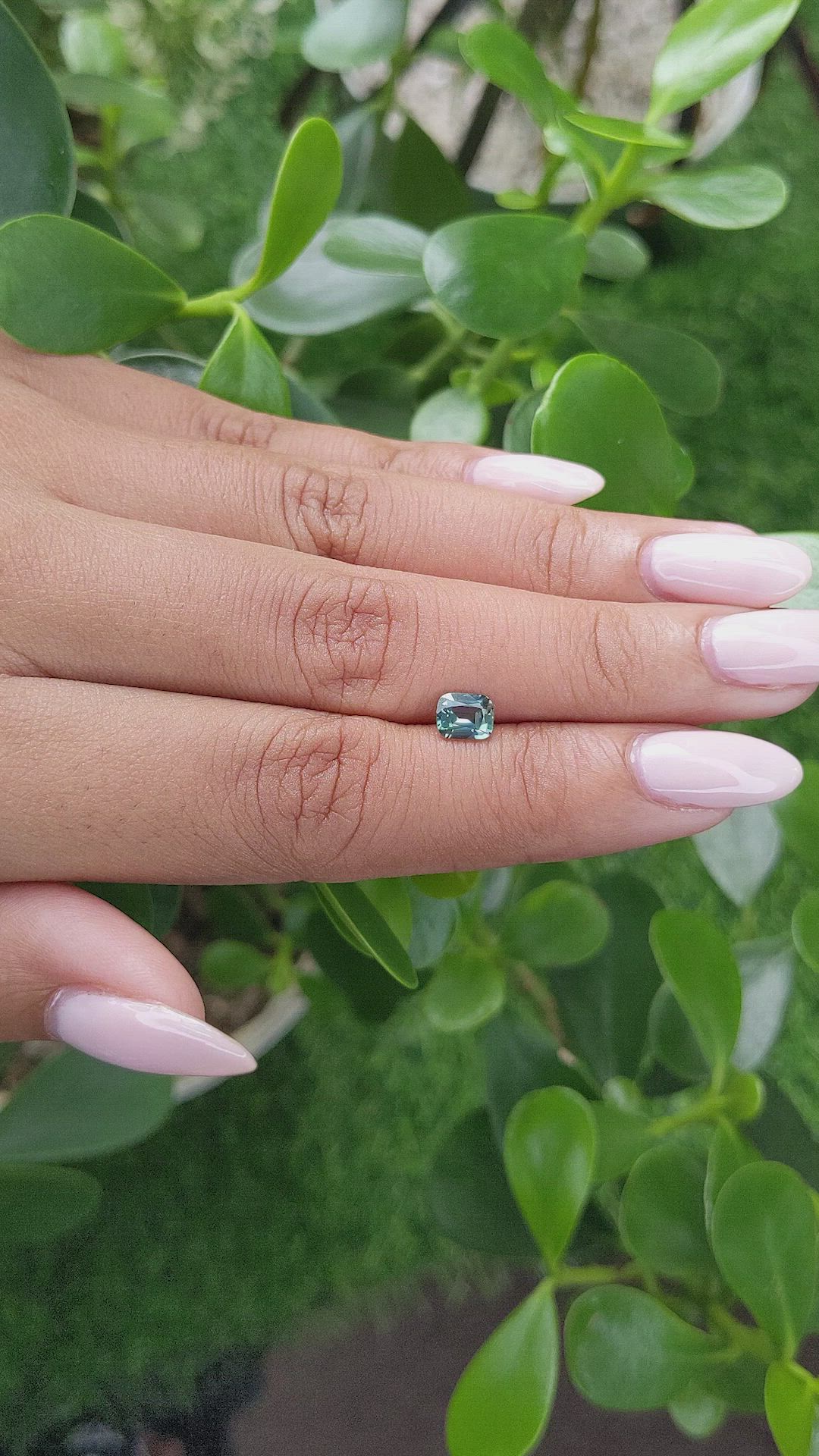 0.76 Ct. Bluish Green Sapphire from Madagascar Size Video