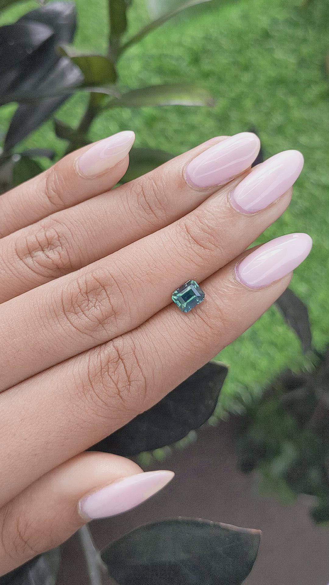 1.23 Ct. Bluish Green Sapphire from Madagascar Size Video