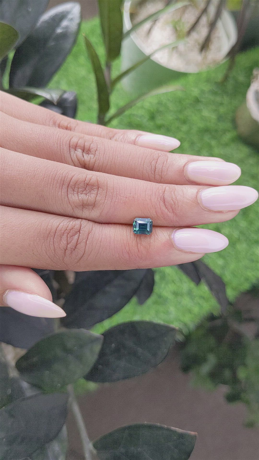 1.23 Ct. Bluish Green Sapphire from Madagascar Size Video