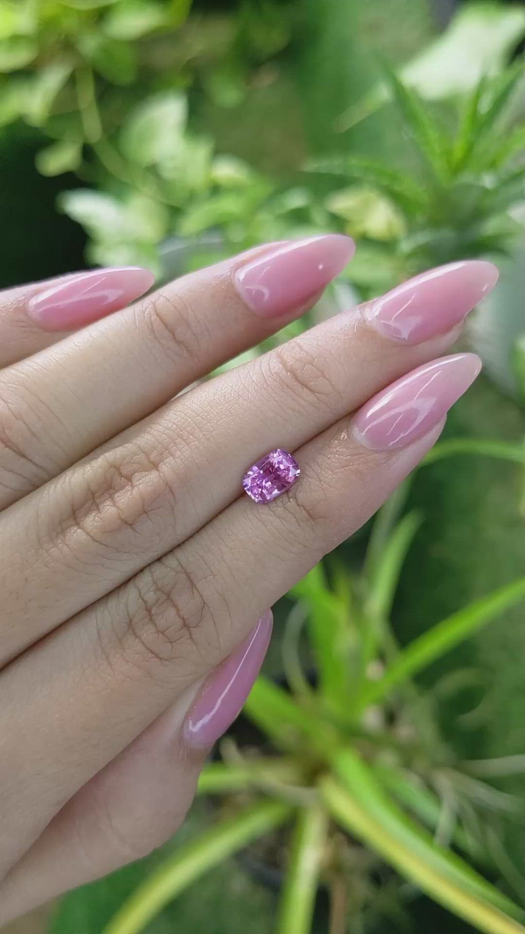 1.22 Ct. Purplish Pink Sapphire from Ceylon (Sri Lanka) Size Video